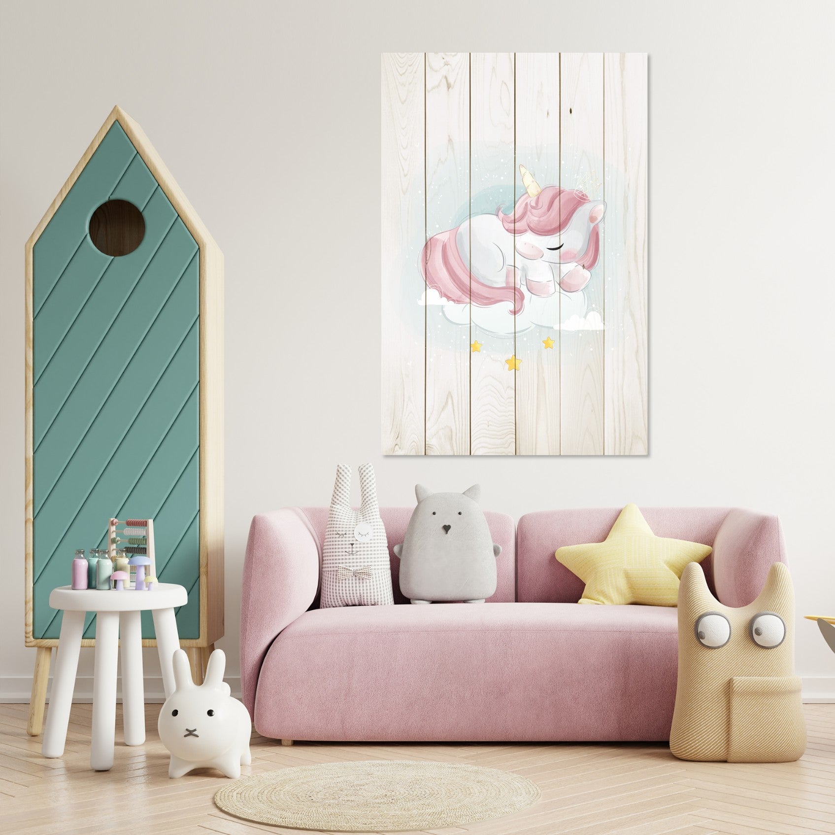 Bild Wood Sweet Unicorn Sleeping Cloud-30x30 cm