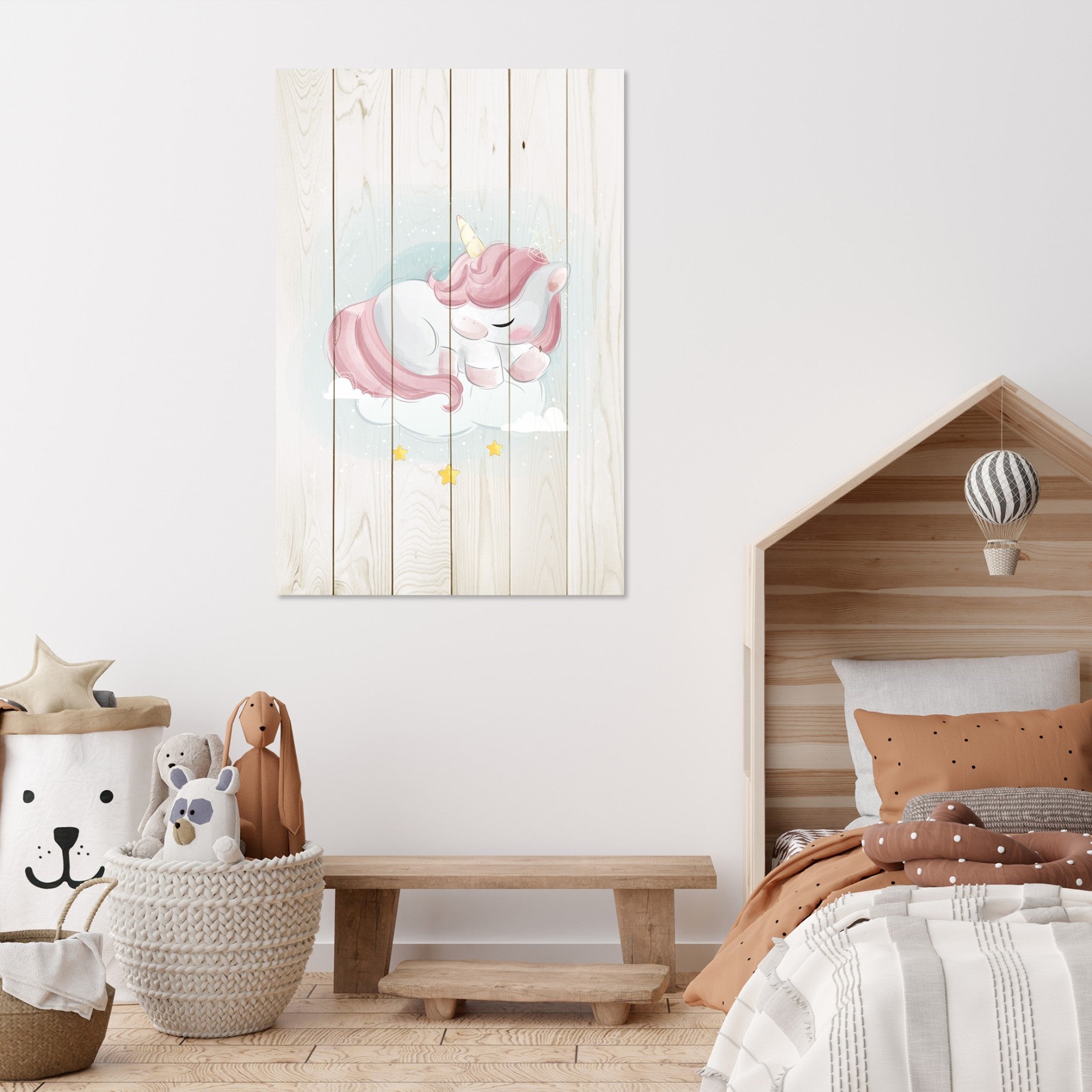 Bild Wood Sweet Unicorn Sleeping Cloud-40x60 cm