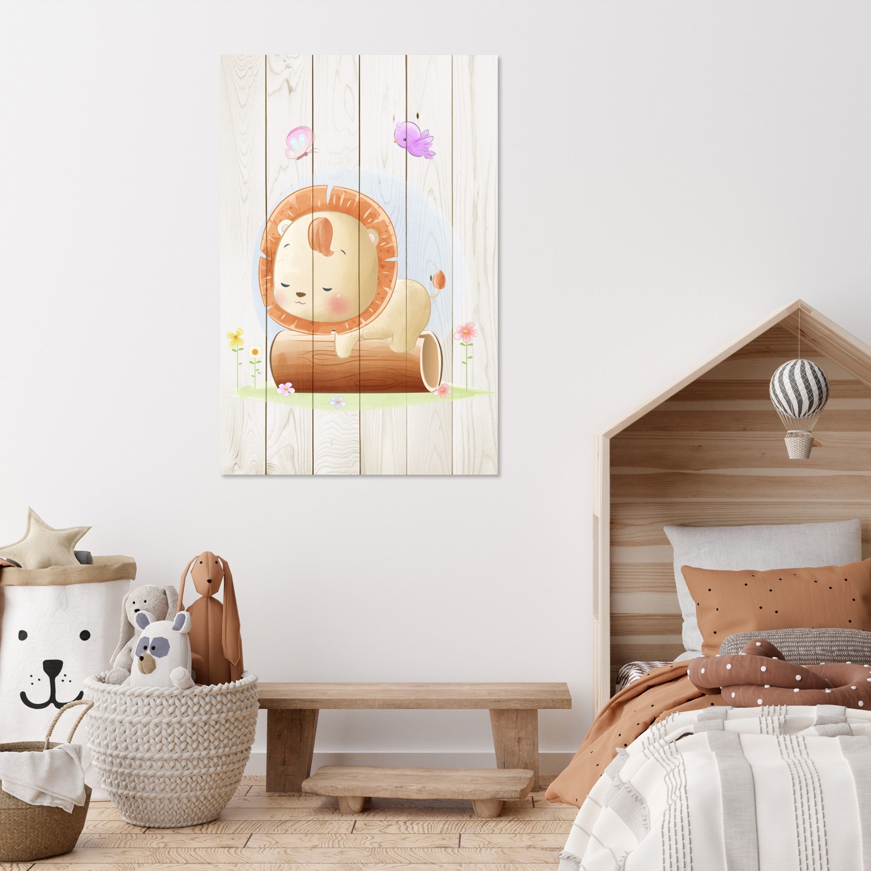 Wood Picture Sleepy Little Lion-50x70 cm