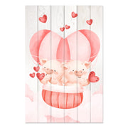 Bild Wood Pig Couple with Hearts