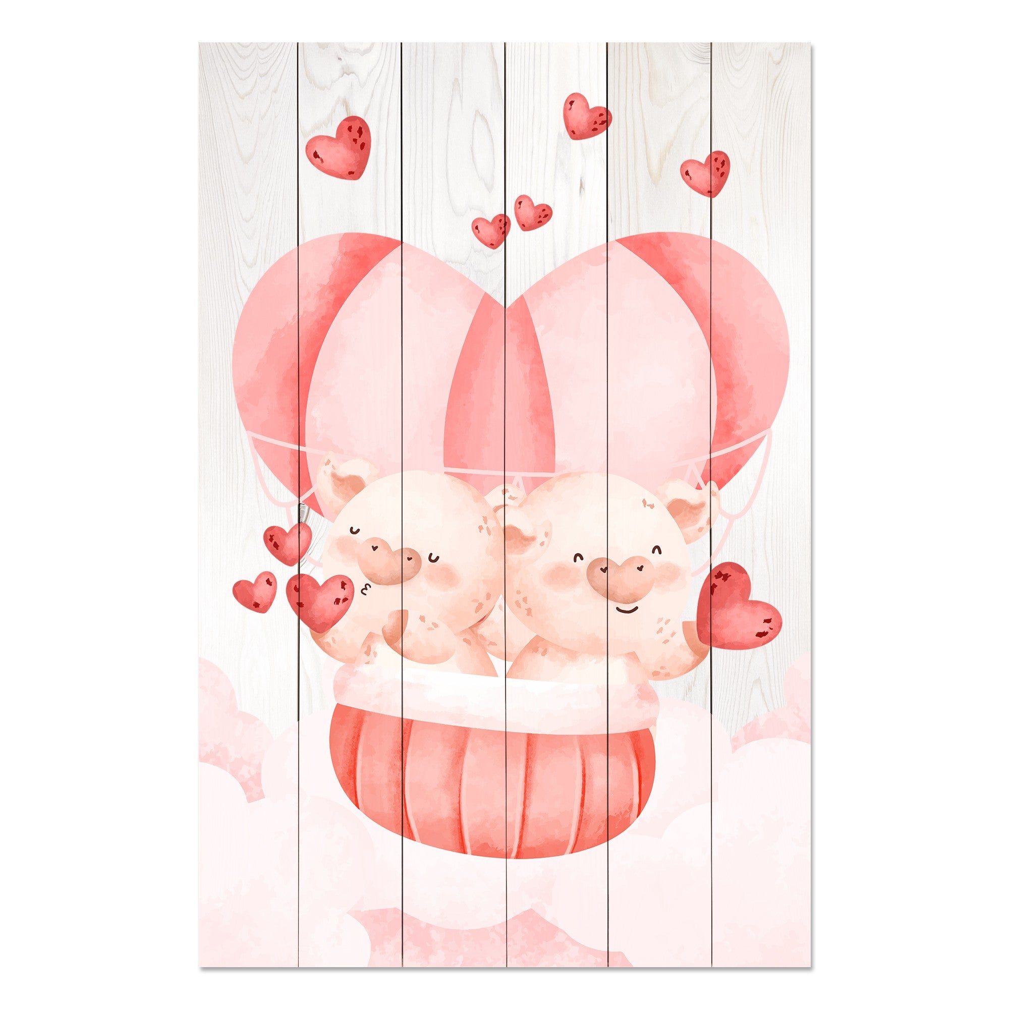 Bild Wood Pig Couple with Hearts