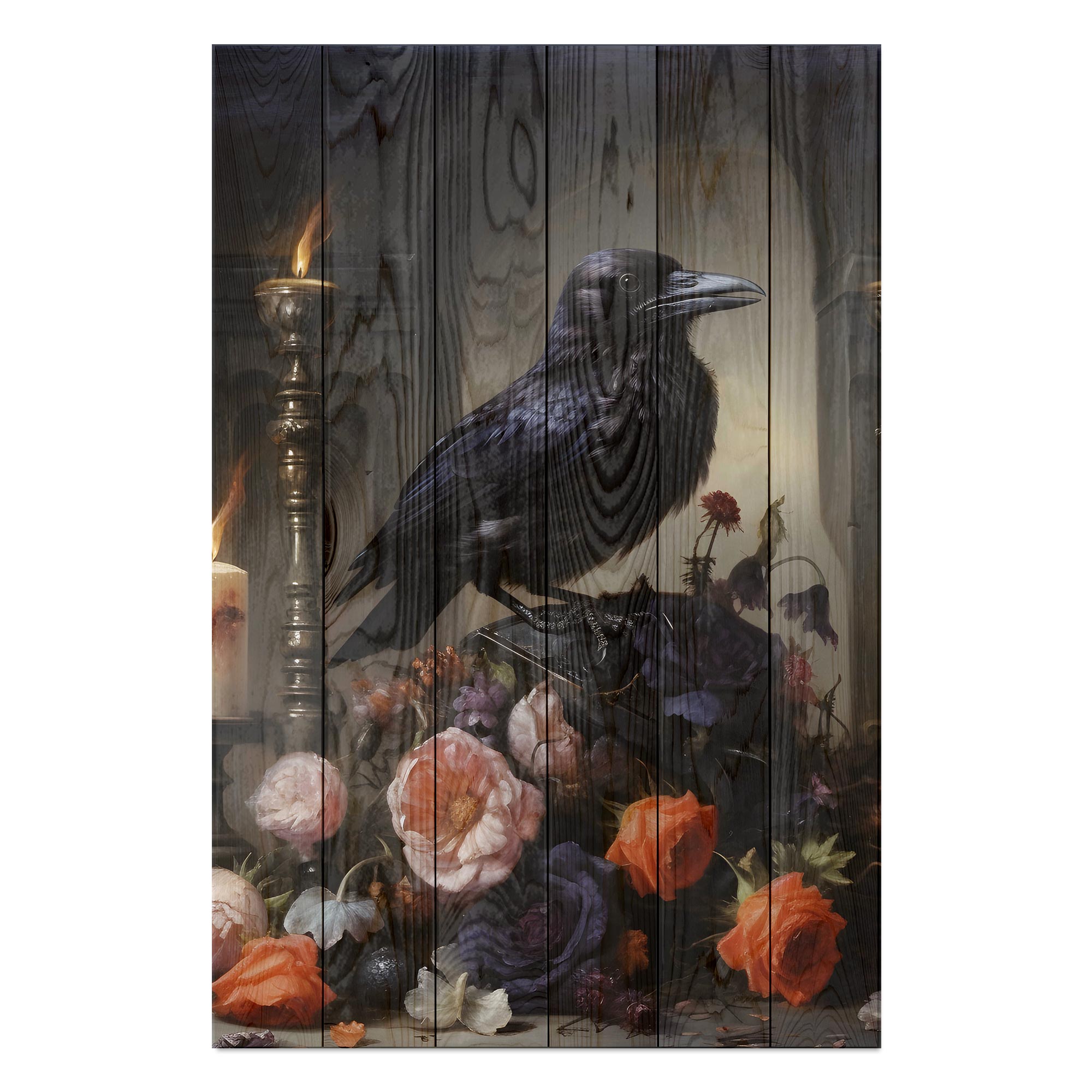 Obraz Wood Crow Dark Academia-30x30 cm