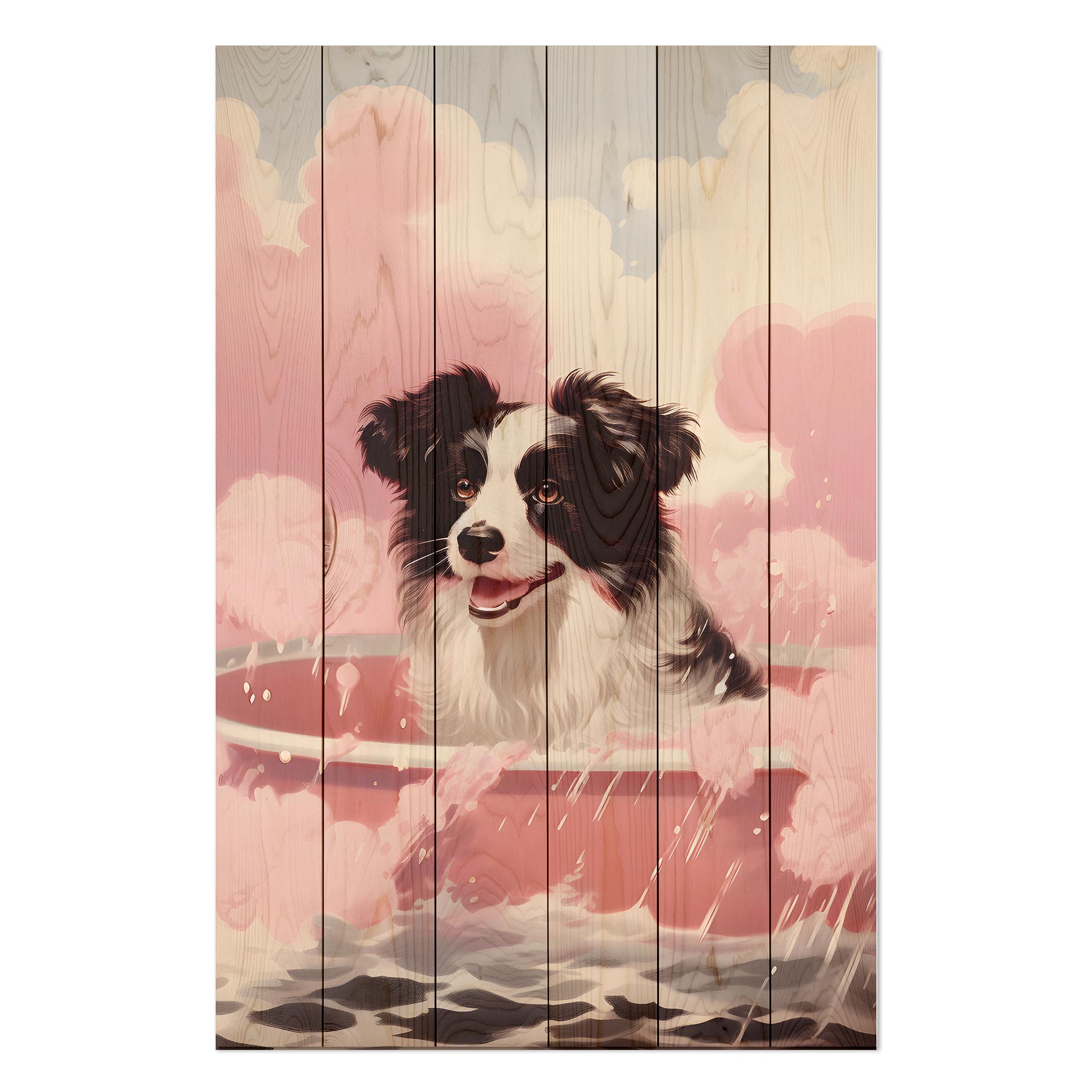 Wood Picture Dog Bath-20x30 cm