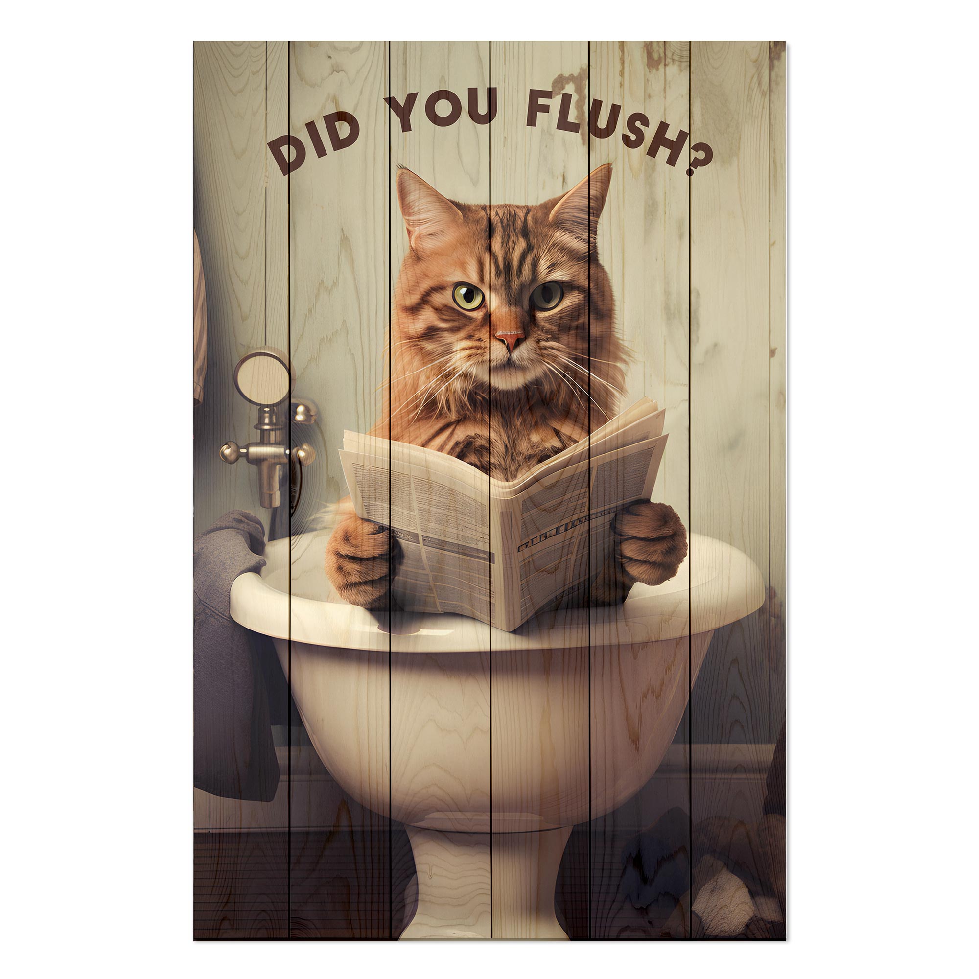 Obraz Wood Did you Flush Cat-40x60 cm