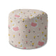 Round Pouf Footrest Swan with Tulip Flowers-Panama