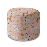 Puf okrągły podnóżek Pink Cartoon Dogs