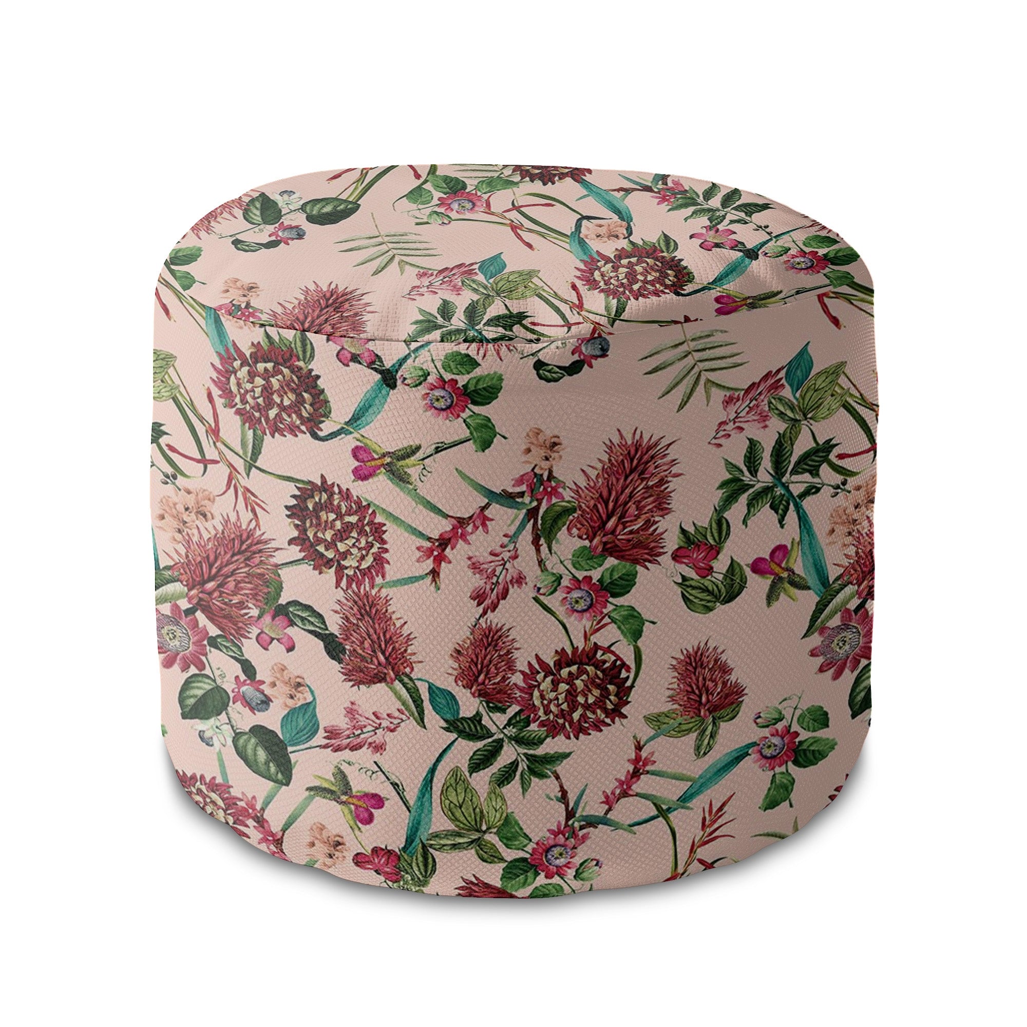 Puf okrągły podnóżek Dark Jungle Pink