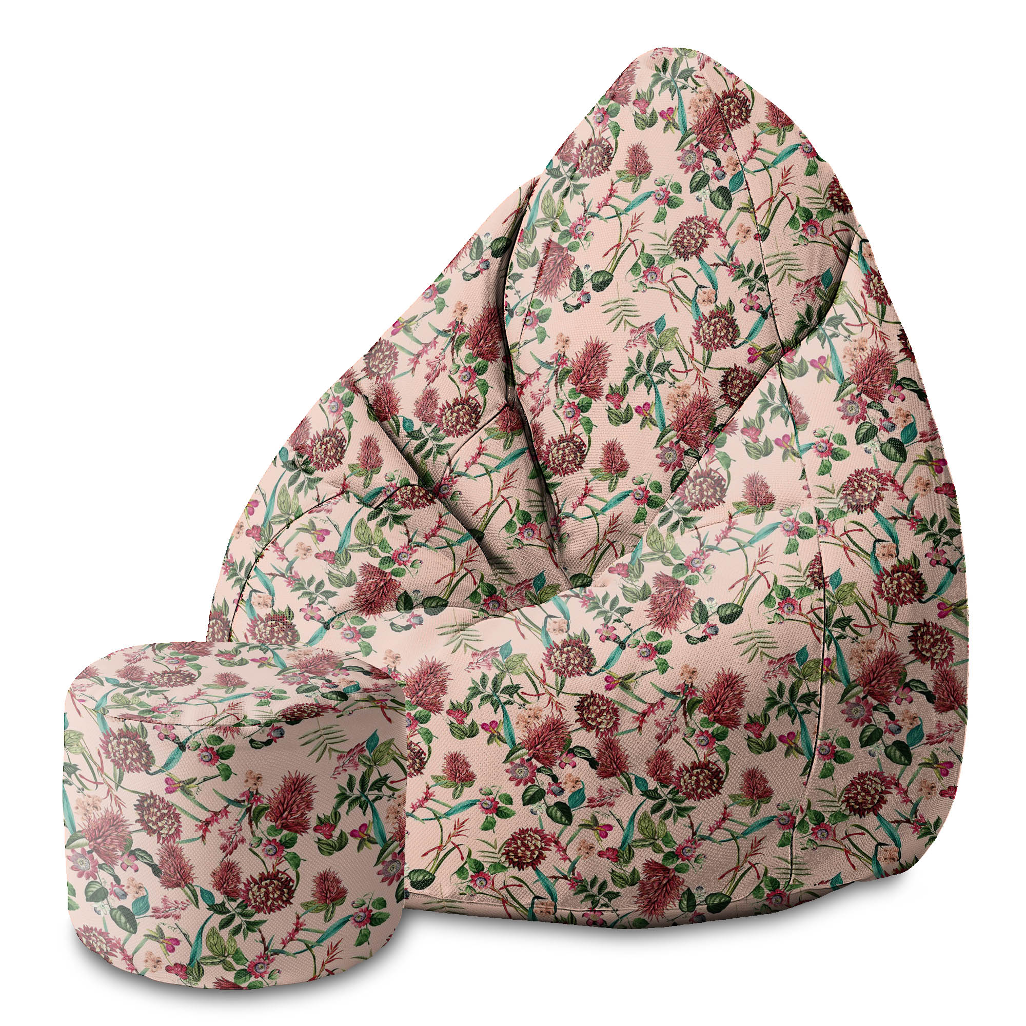 Puf okrągły podnóżek Dark Jungle Pink