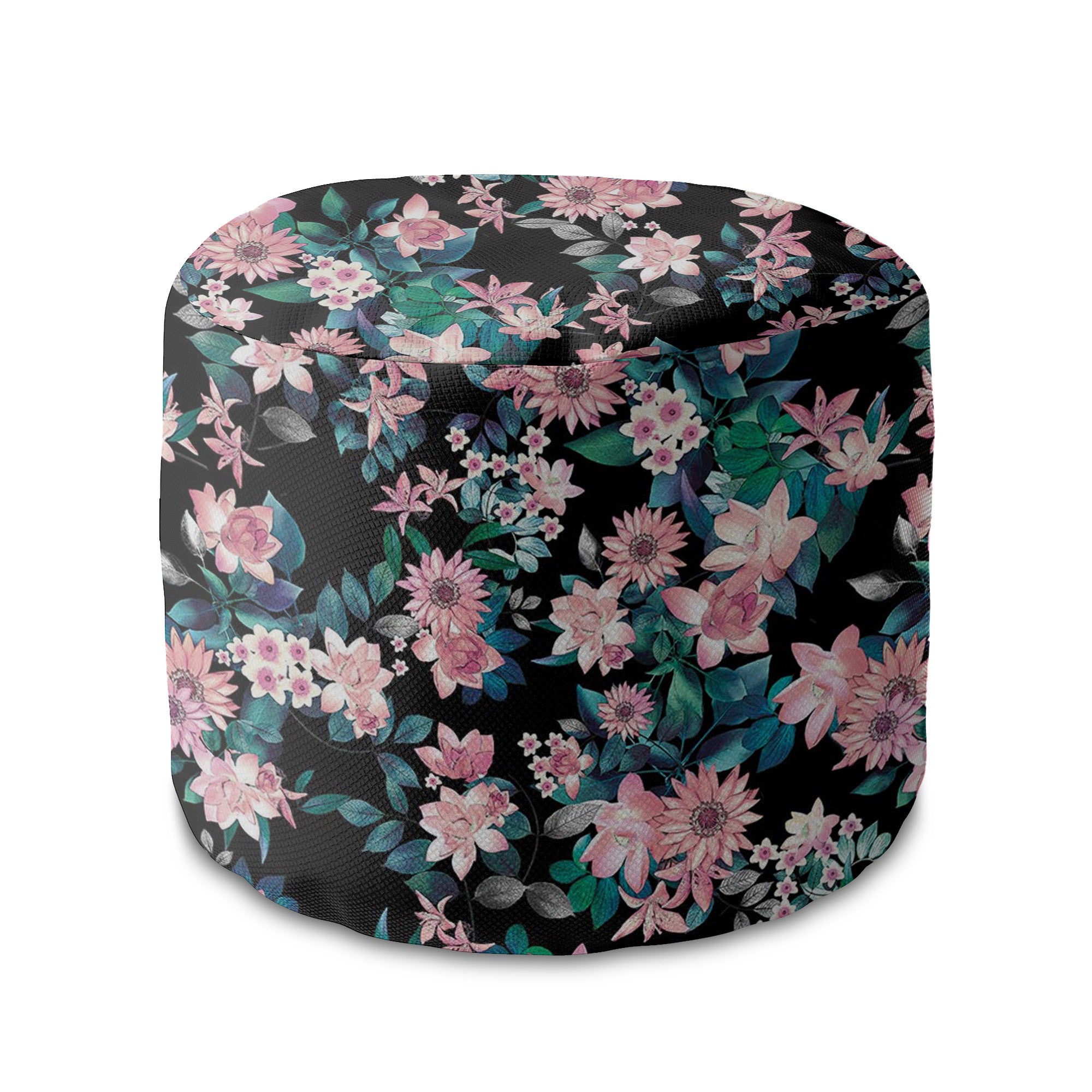 Puf okrągły podnóżek Dark Botanical Pink