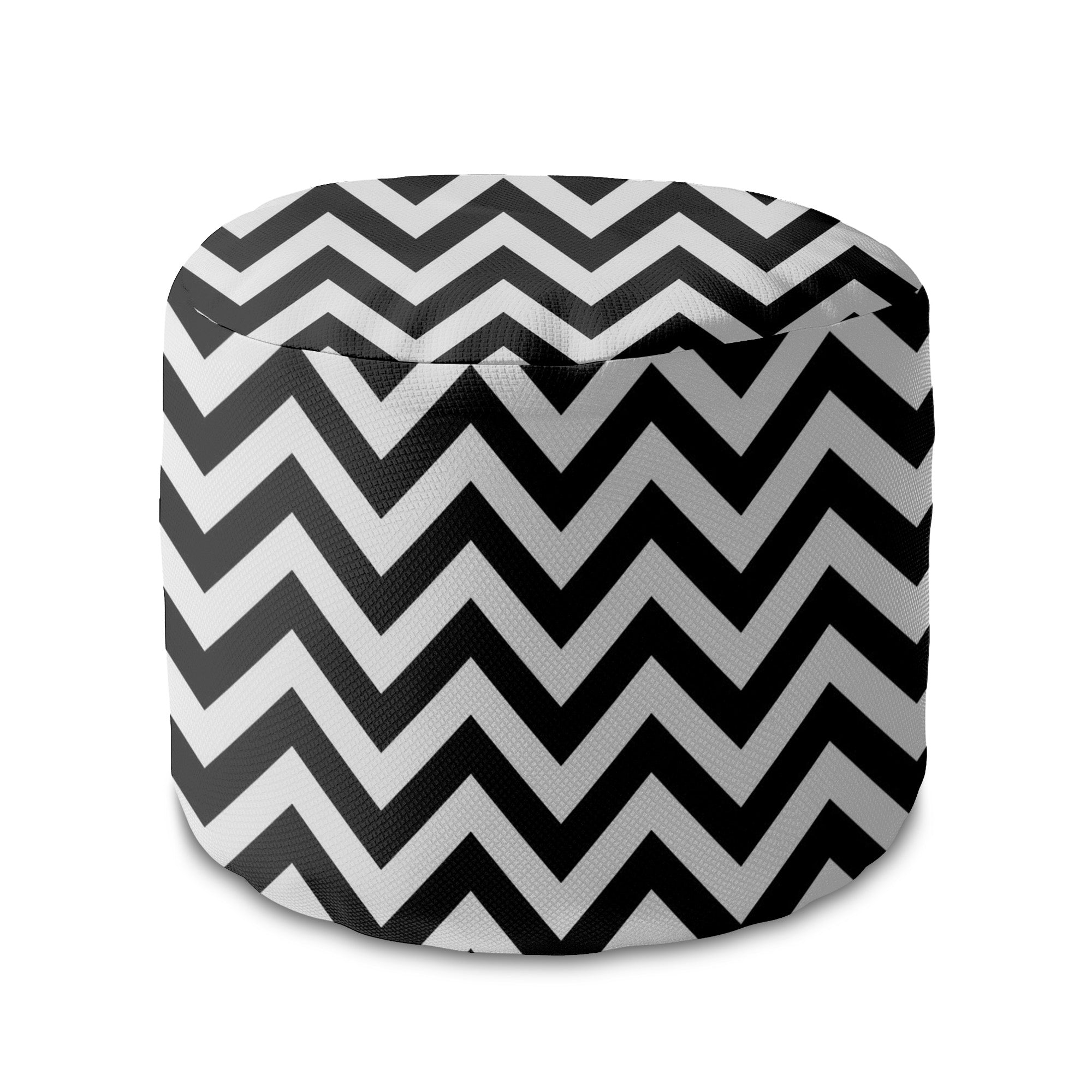 Puf okrągły podnóżek Zig Zag Black