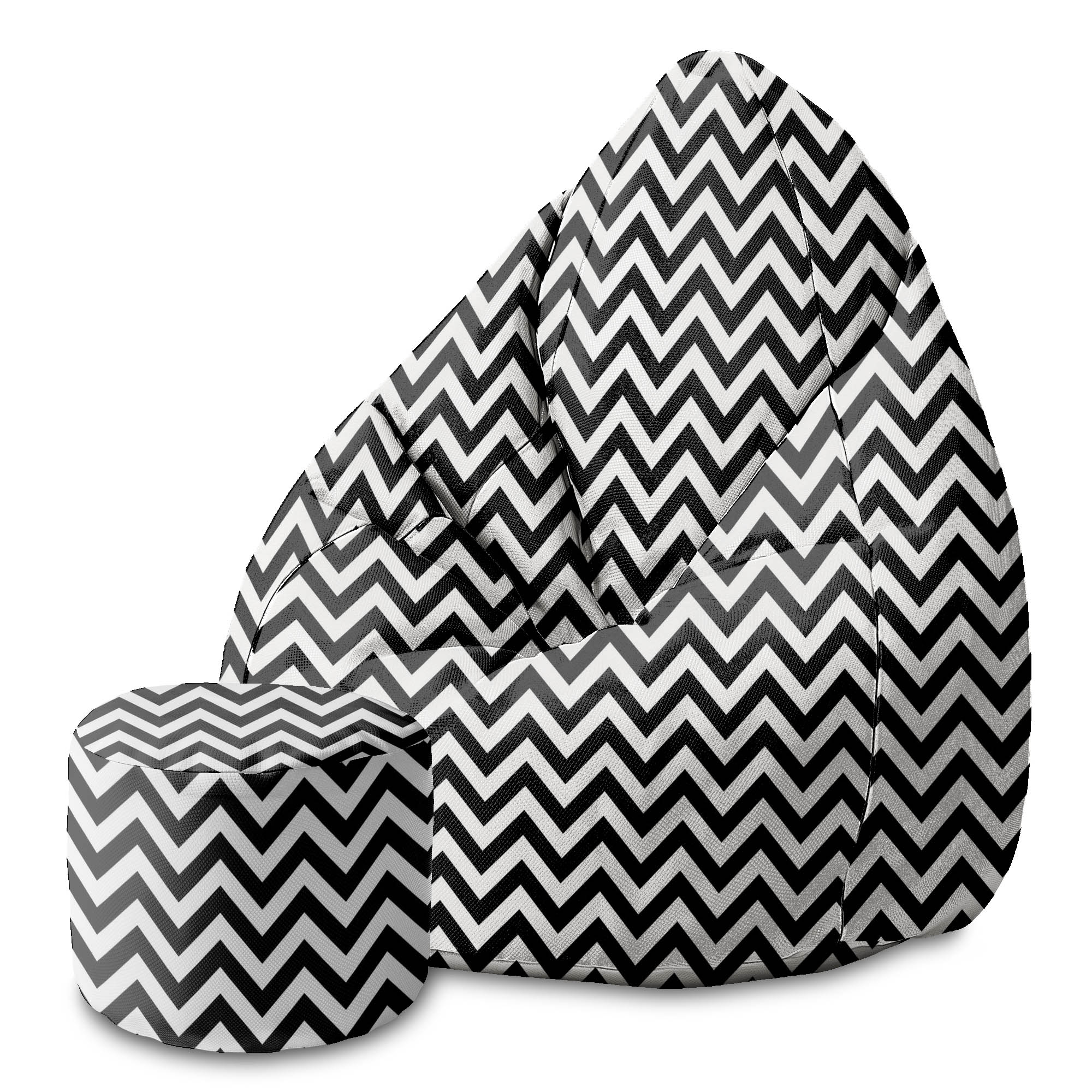 Puf okrągły podnóżek Zig Zag Black-Panama