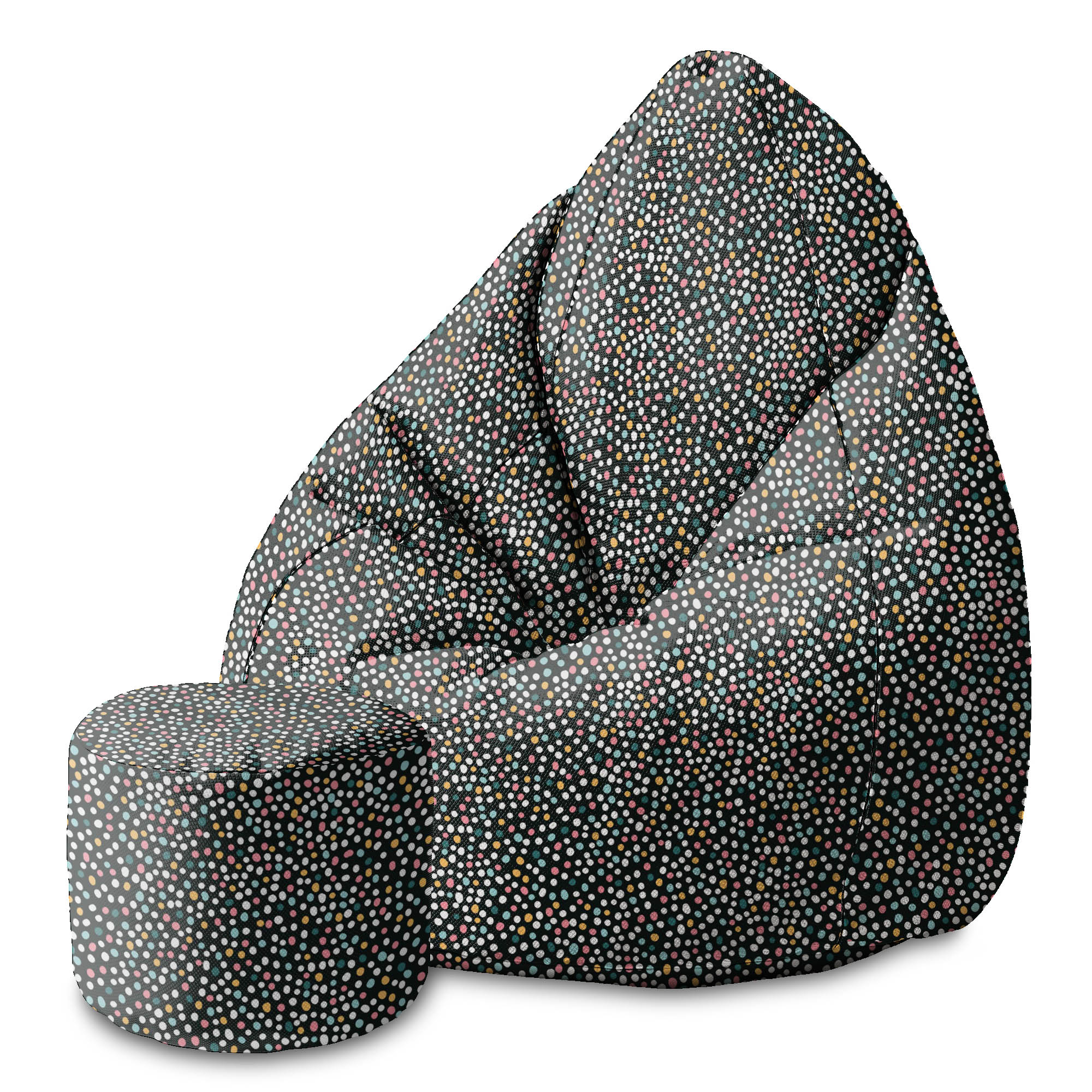 Puf okrągły podnóżek Multicolor Polka Dots-Oxford