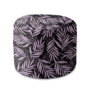 Round Pouf Footstool Palm Leaves in the Night