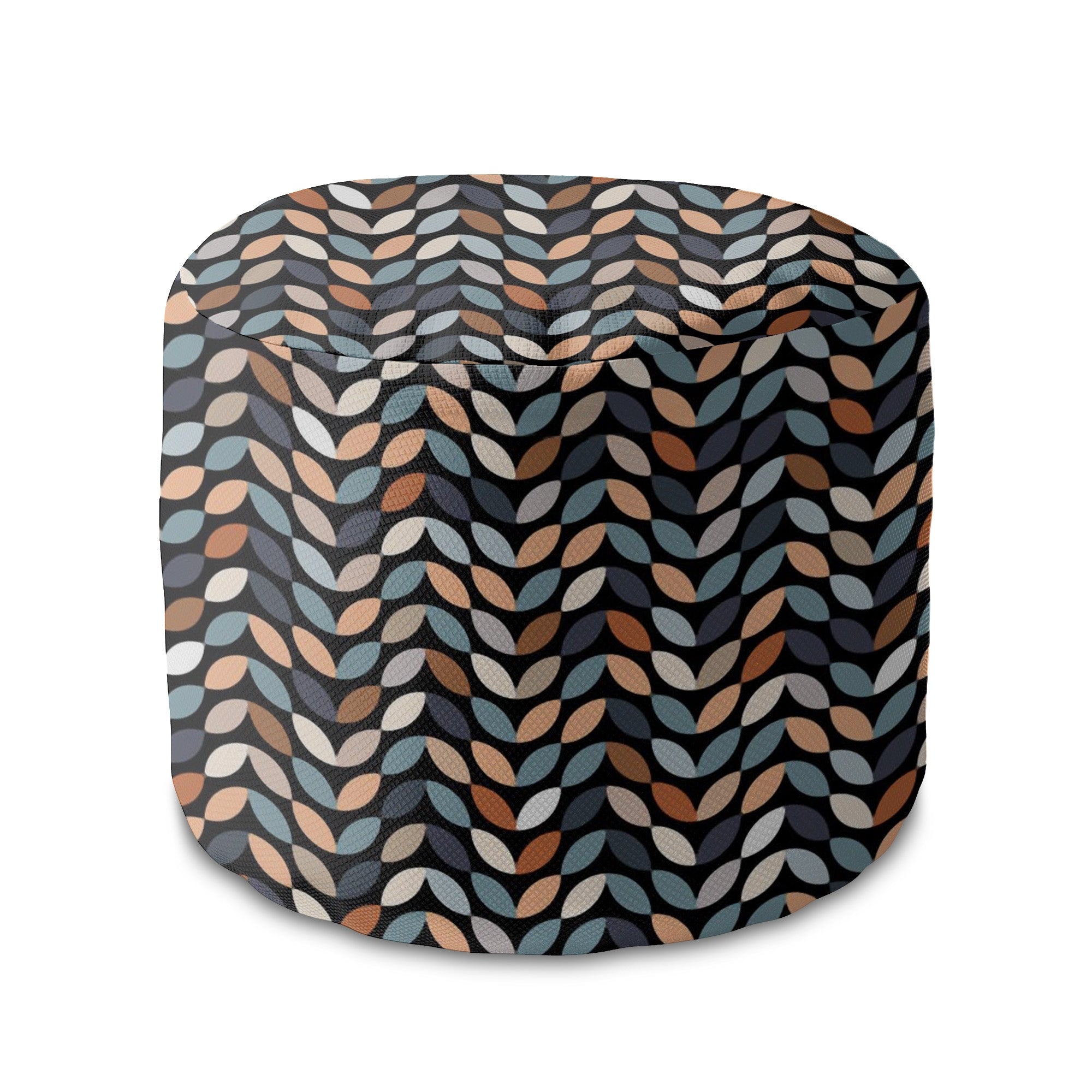 Puf okrągły podnóżek Retro Black Leaves