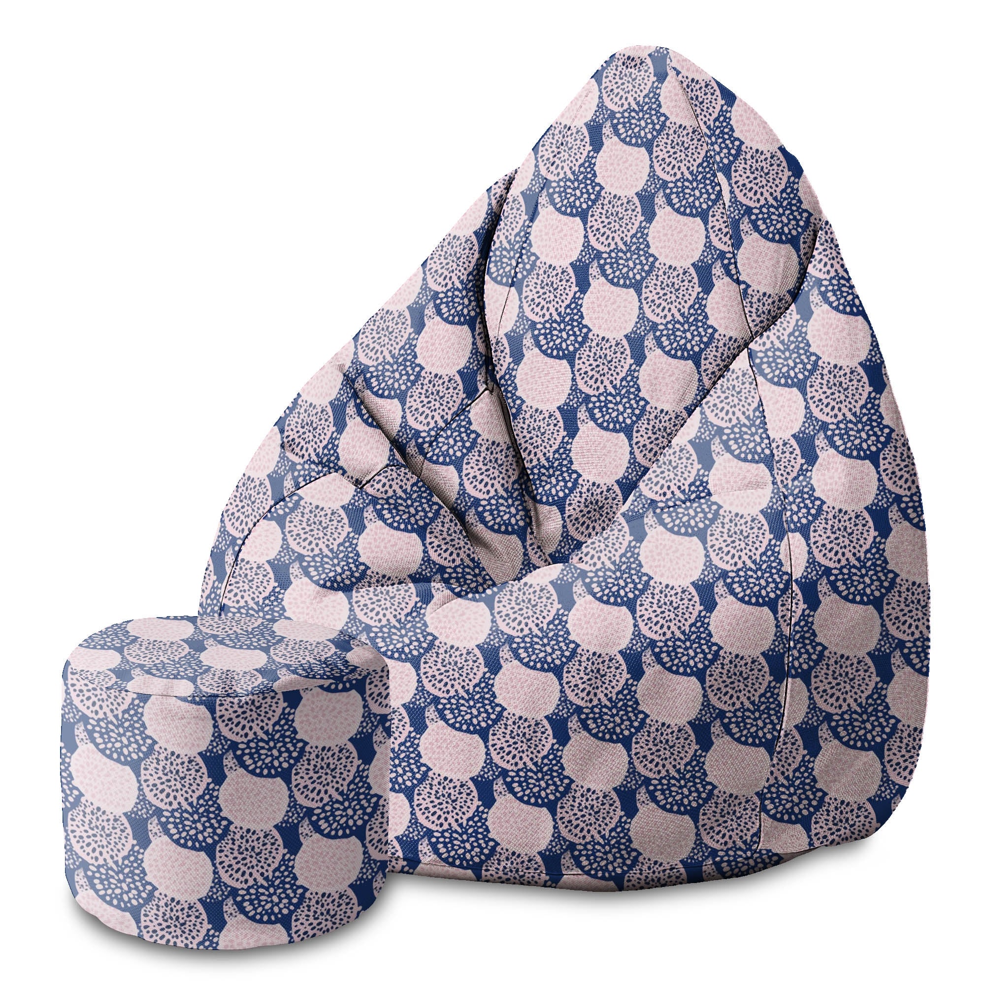 Puf okrągły podnóżek Pink and Blue Geometric Ornament-Panama