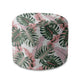 Round Pouf Footrest Tropical Pink and Green Leaves-Panama