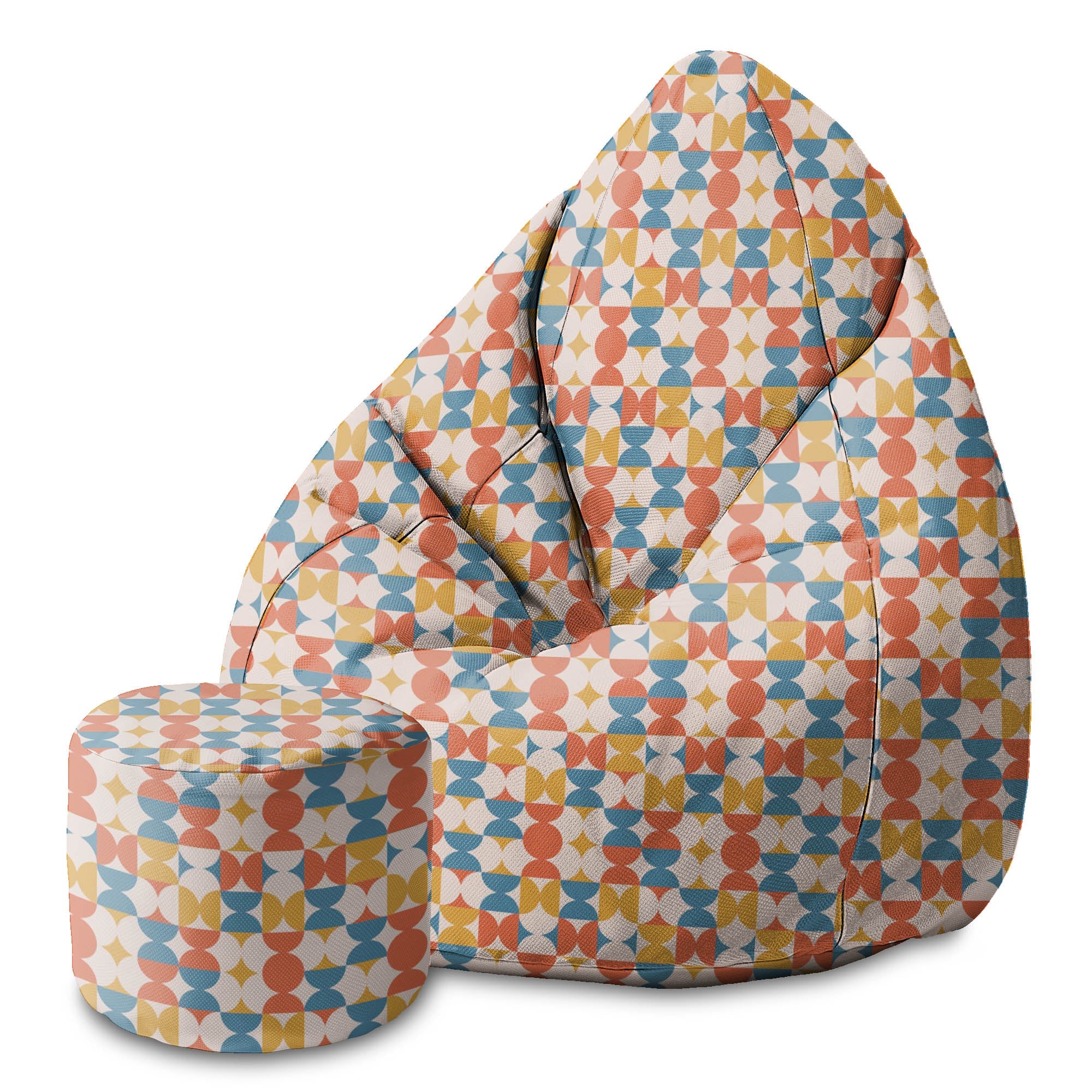 Puf okrągły podnóżek Geometric Retro-Oxford