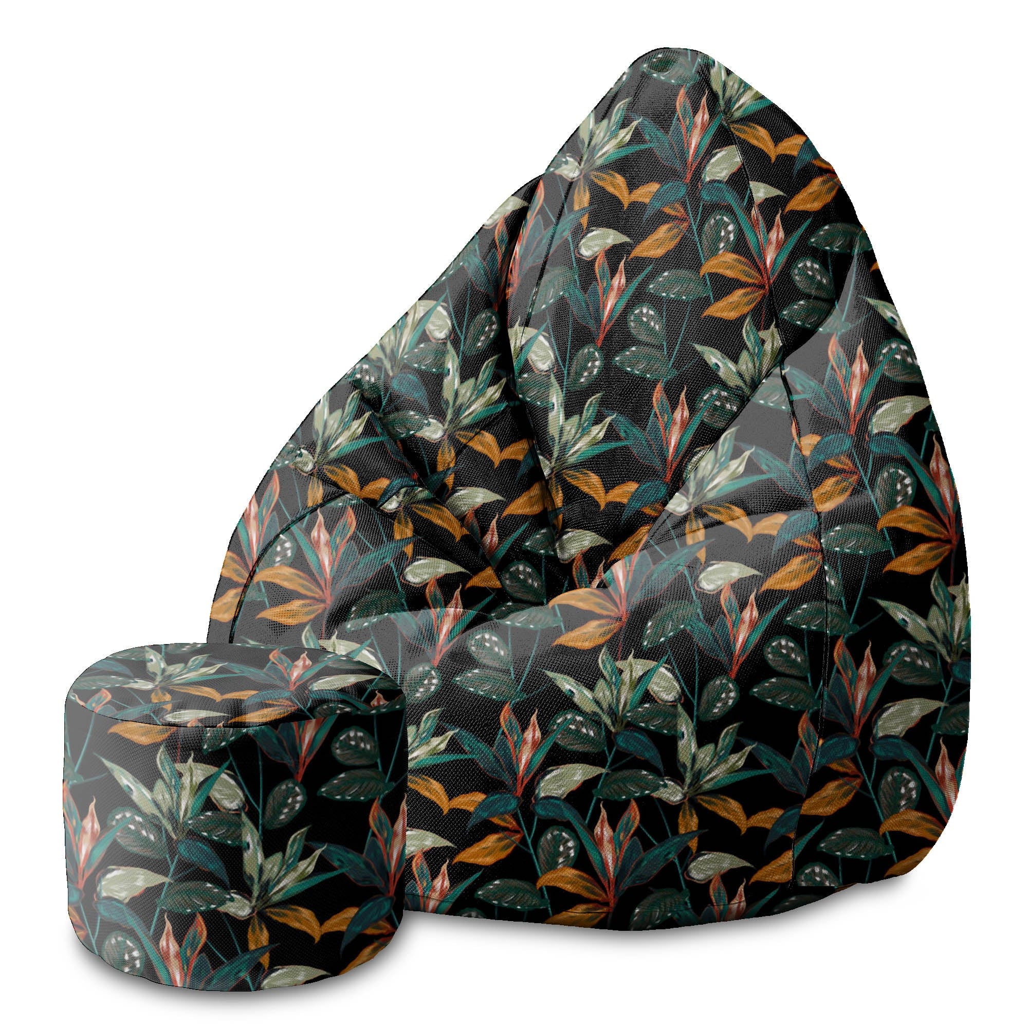 Runder Hocker Fußhocker Black Tropical Forest