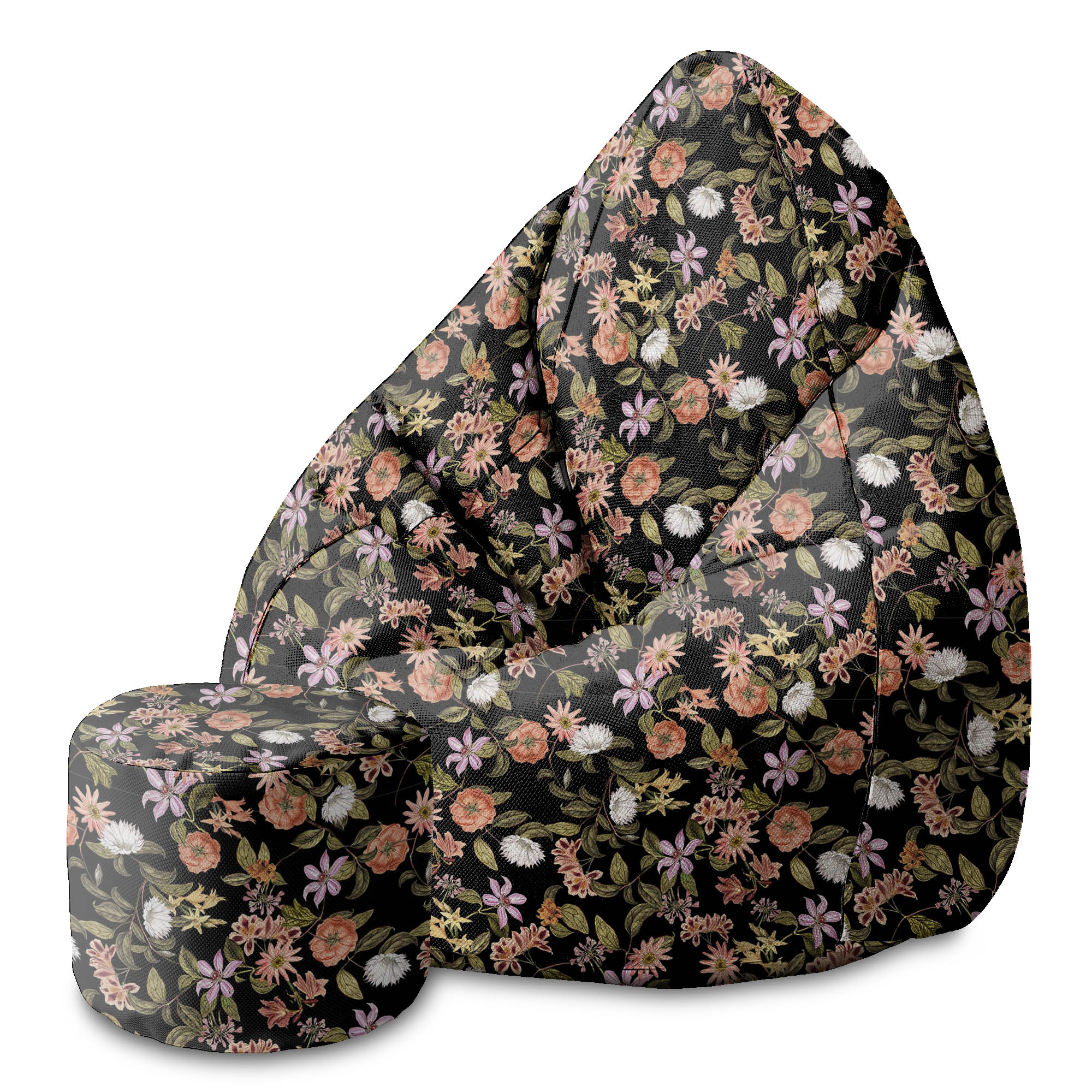 Puf okrągły podnóżek Dark Jungle Pattern
