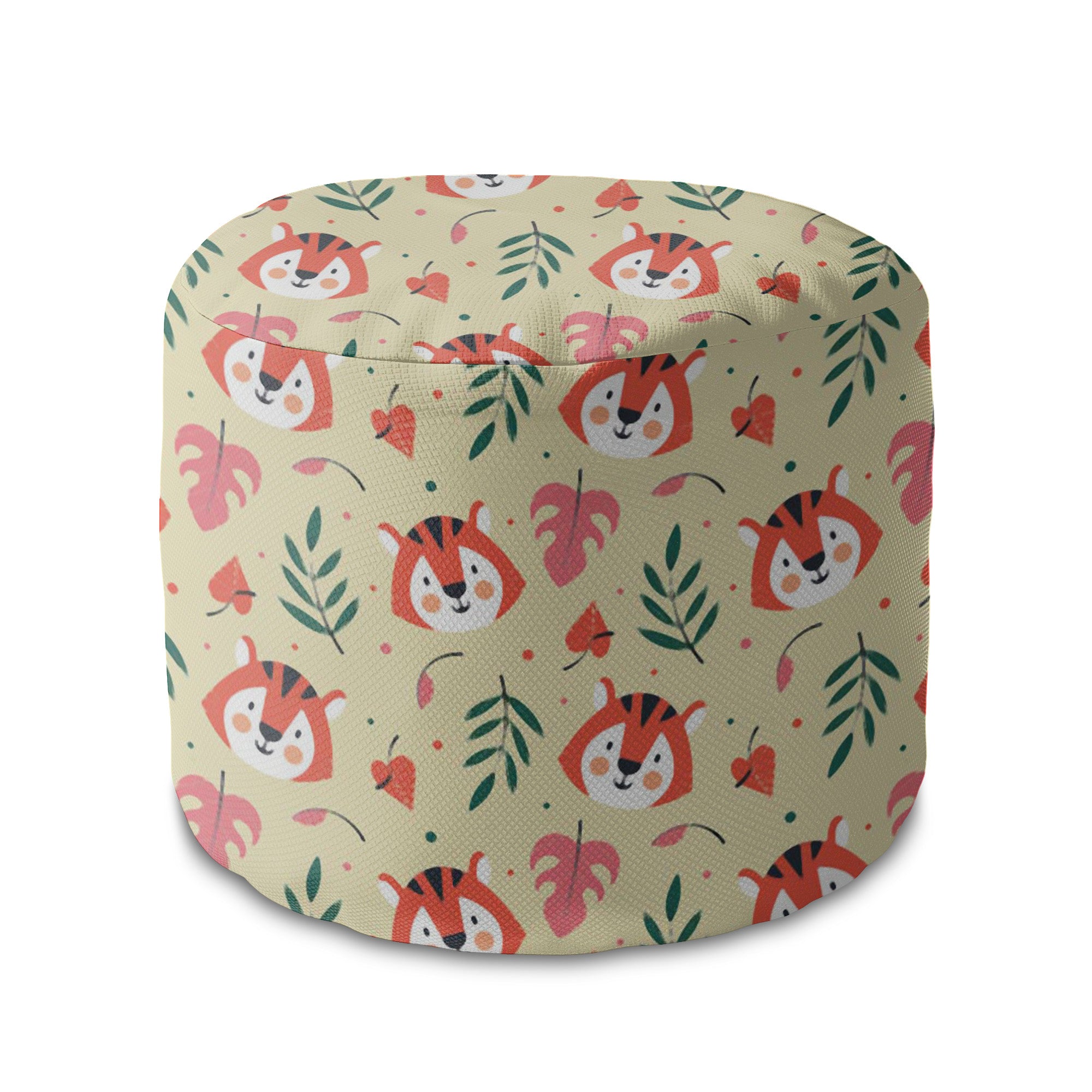 Kulatý puf podnožka Tiger Pattern-Oxford