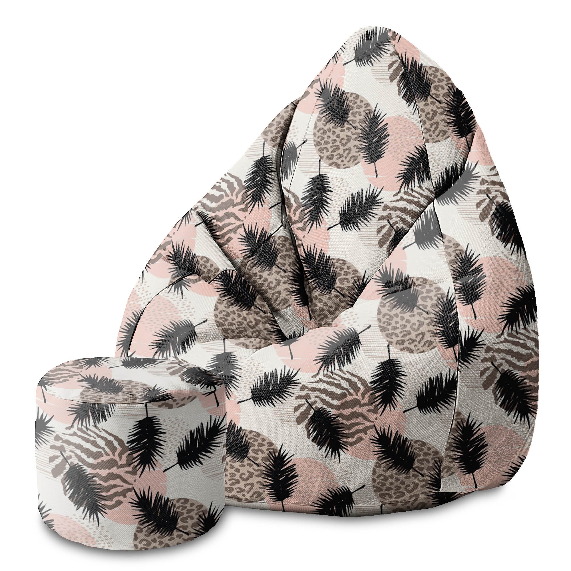 Round Pouf Footstool Animal and Tropical Geometric-Oxford