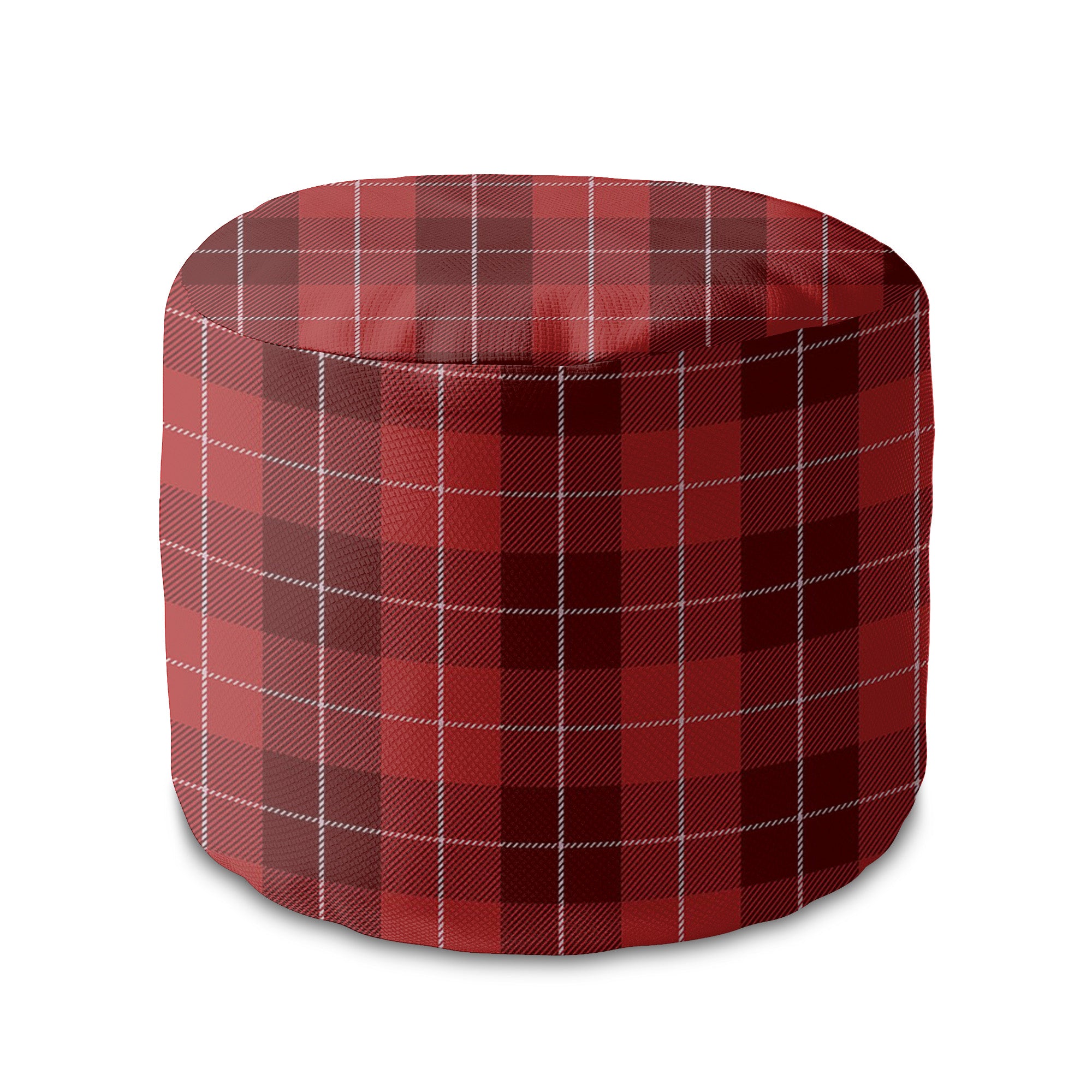 Puf kulatý podnožka Christmas Red Checker-Oxford