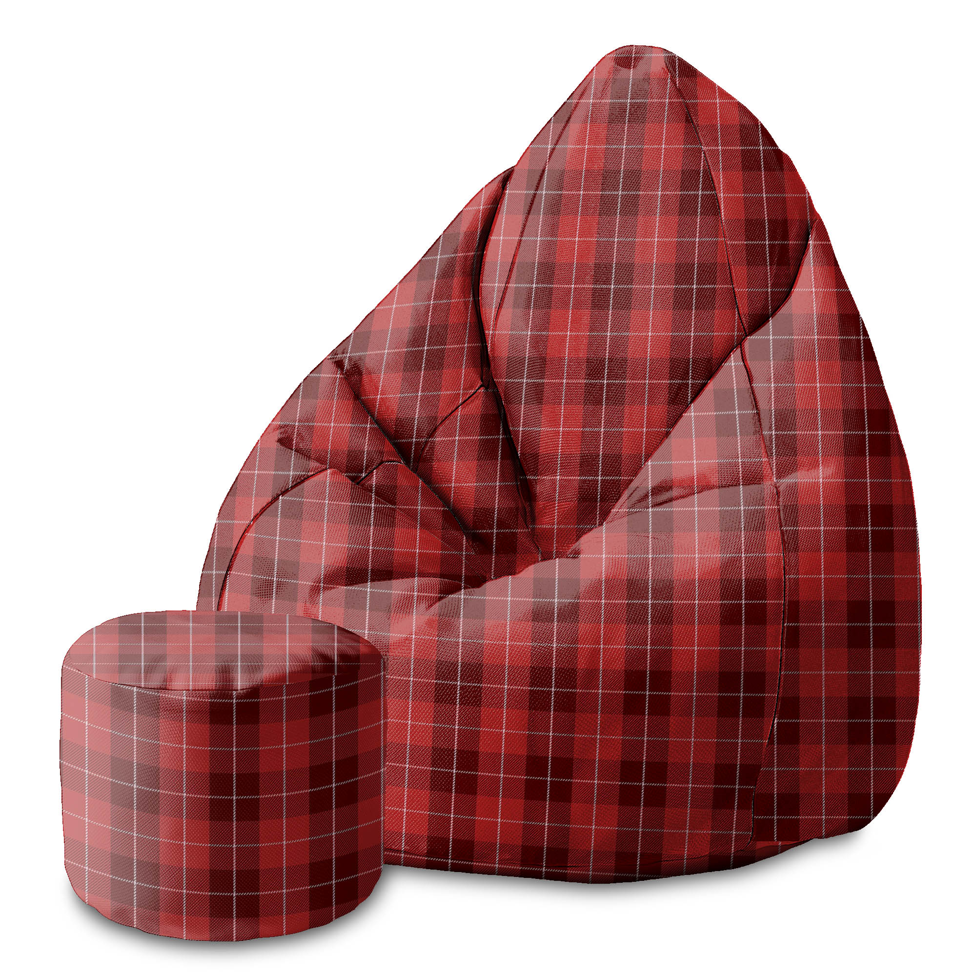 Puf kulatý podnožka Christmas Red Checker-Oxford