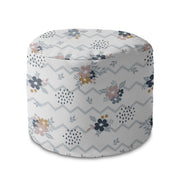 Runder Hocker Fußstütze Chevron und Blumen-Oxford