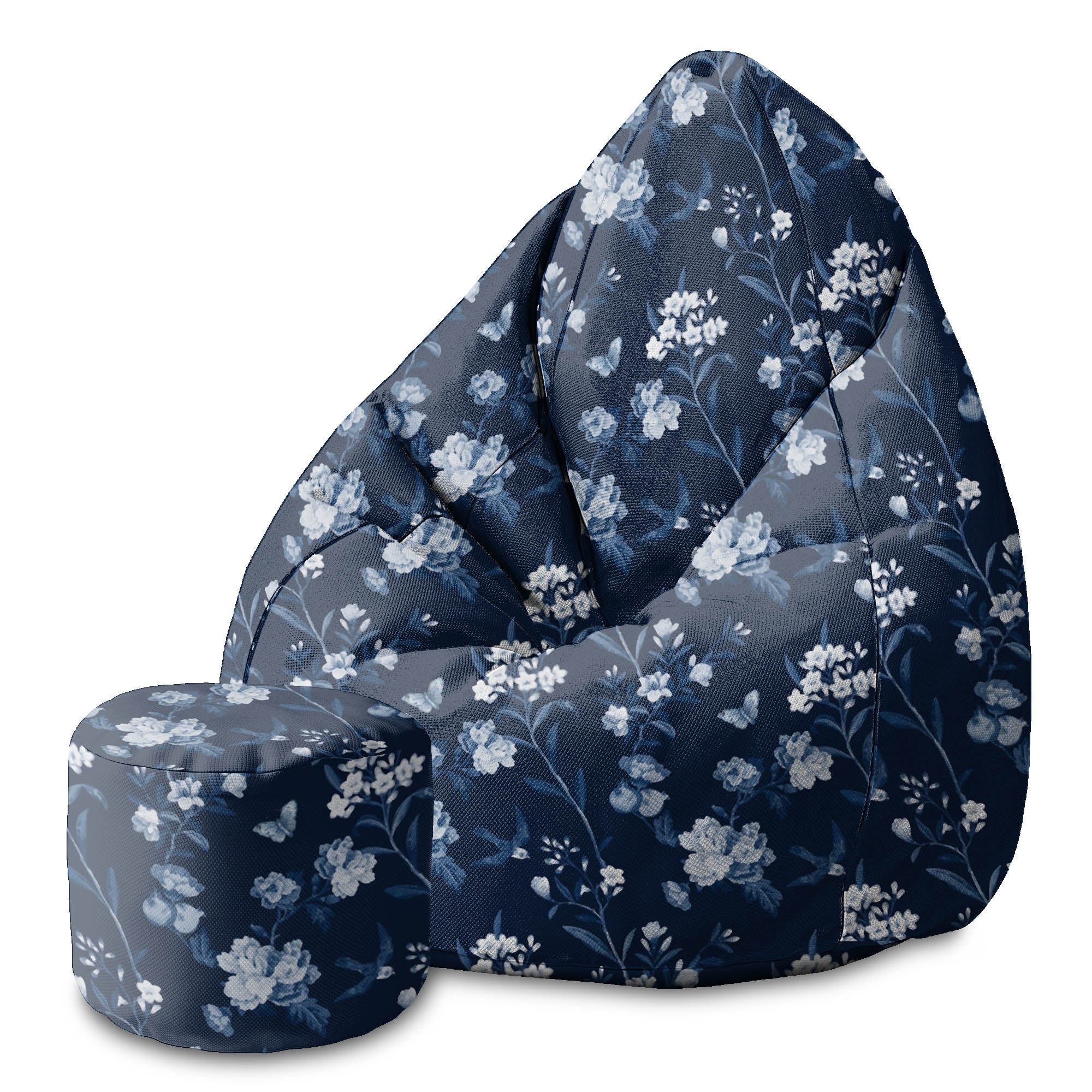 Puf okrągły podnóżek Blue Botanical