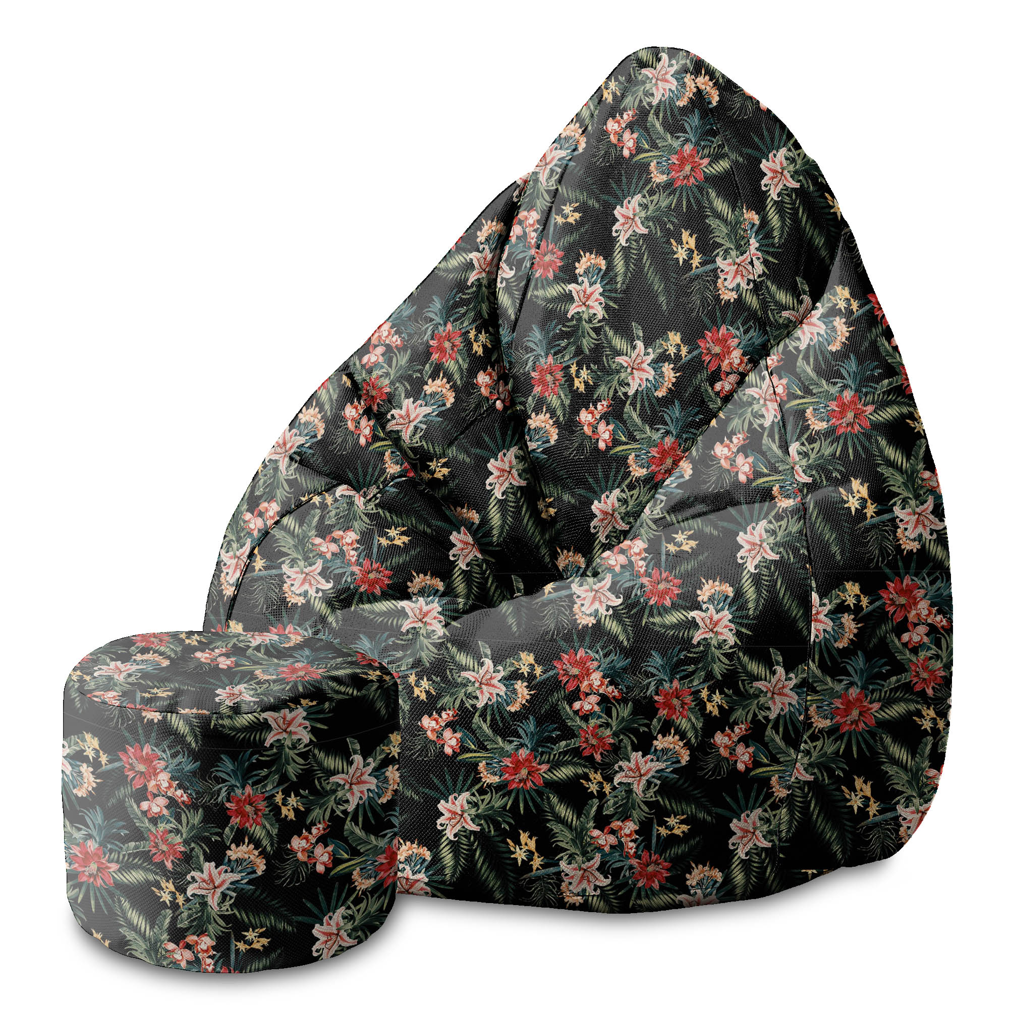 Runder Hocker Fußstütze Dark Jungle Exotic-Panama