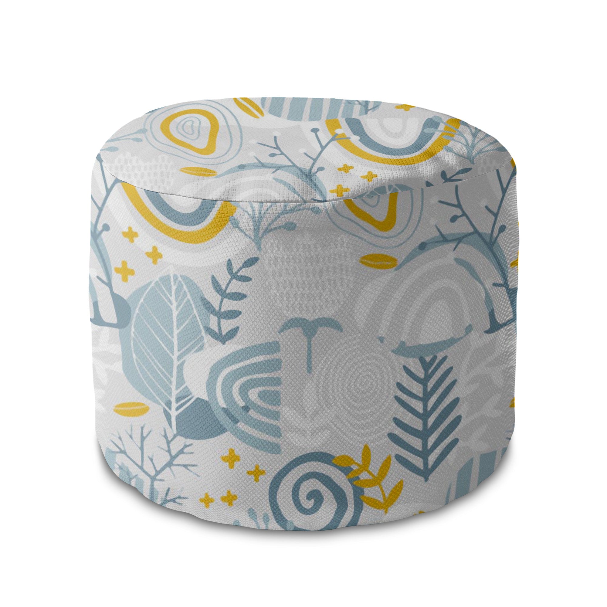 Puf okrągły podnóżek Grey Floral Pattern-Panama