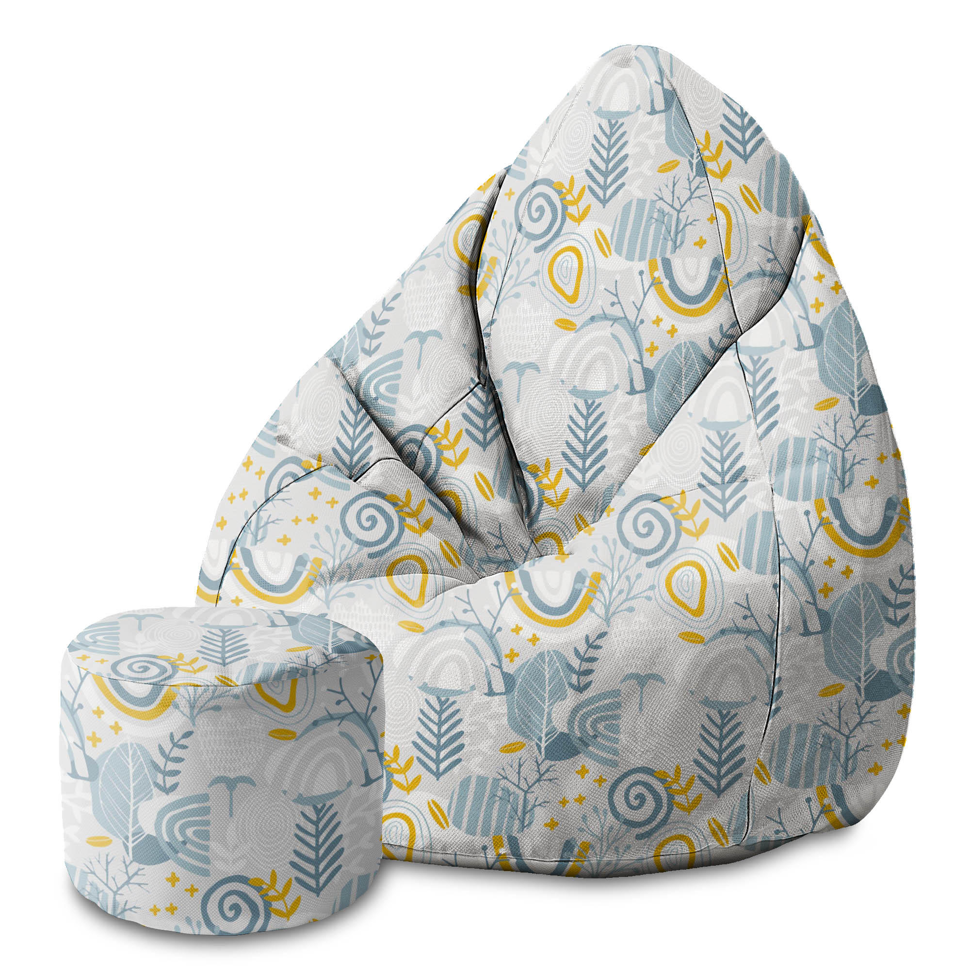Puf okrągły podnóżek Grey Floral Pattern-Oxford