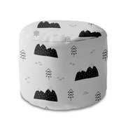 Round Pouf Footrest Scandi Mountains-Oxford