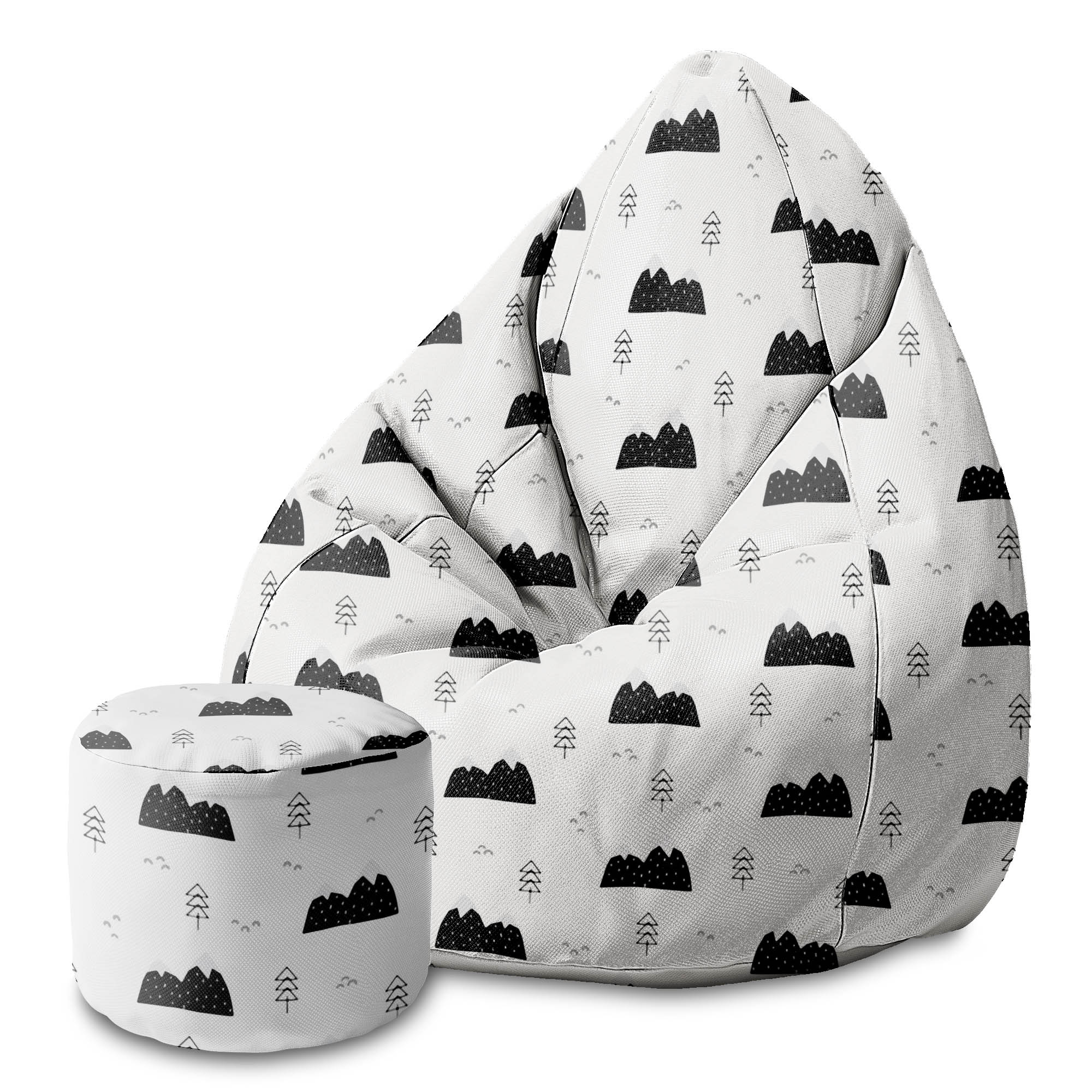Round Pouf Footrest Scandi Mountains-Oxford