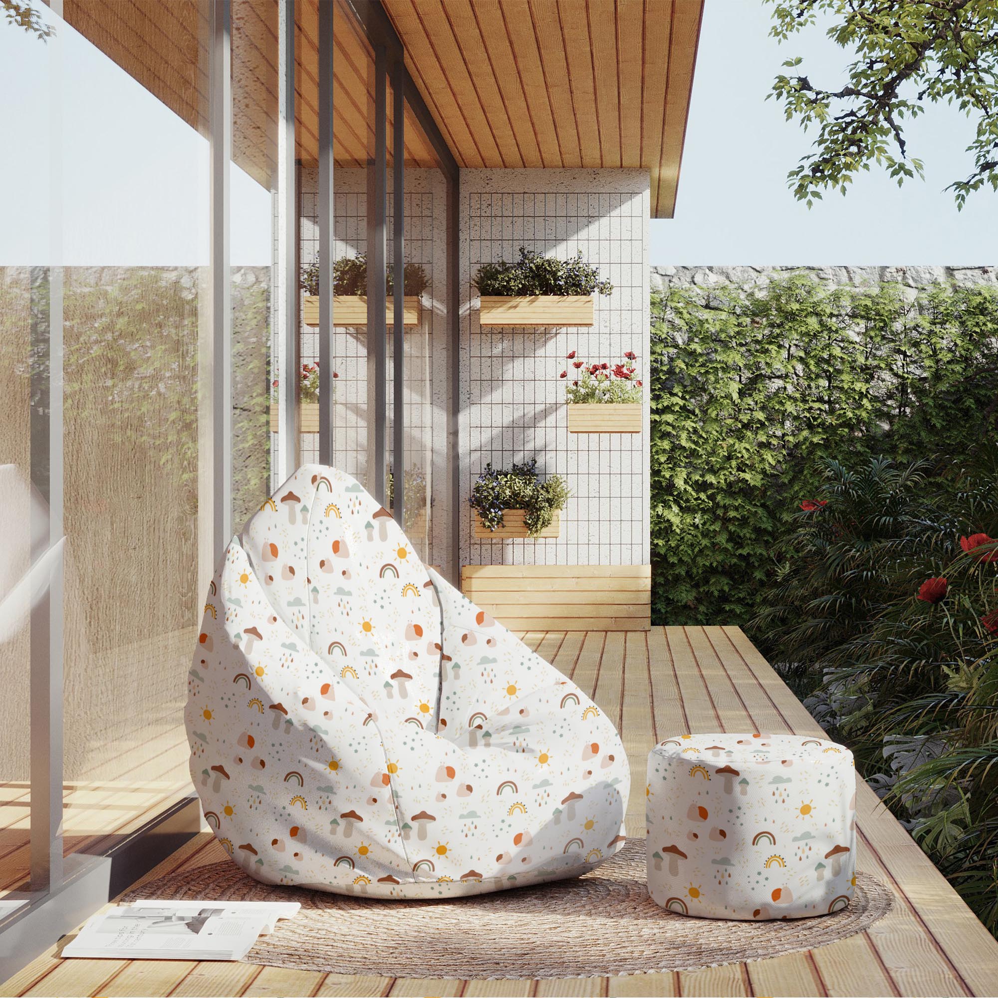 Runder Hocker Fußhocker Autumn Mushroom-Panama