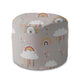 Round Pouf Footrest Beige Rainbow-Velvet