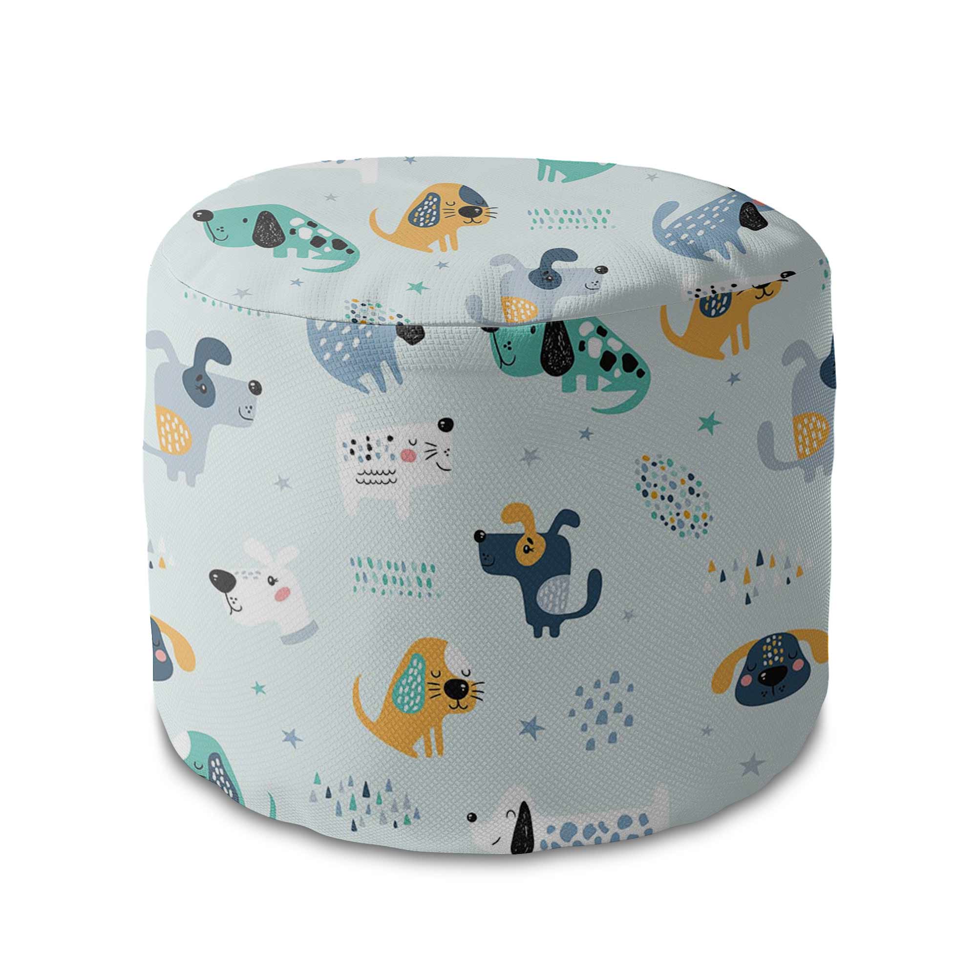 Puf okrągły podnóżek Cartoon Colorful Dogs