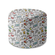 Round Pouf Footrest Cartoon Creepy Cats-Velvet