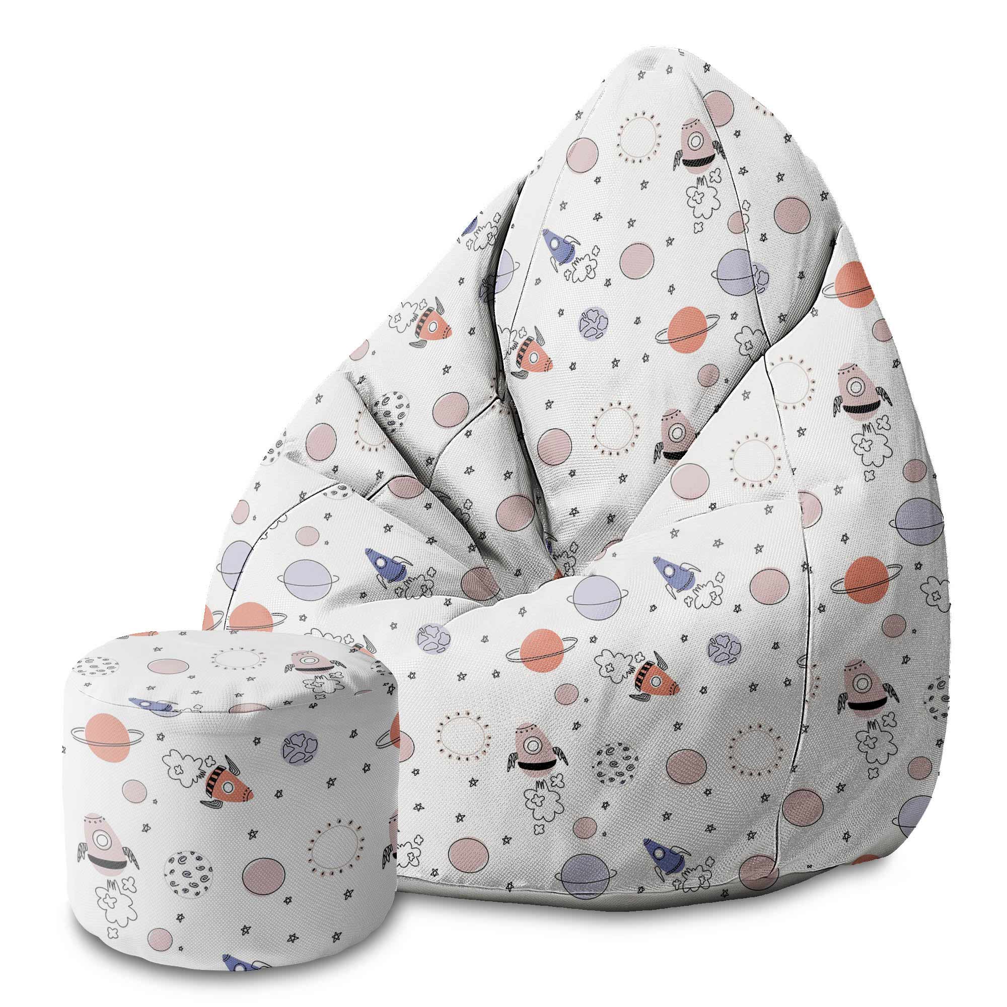 Puf okrągły podnóżek Lime Cartoon Galaxy-Velvet