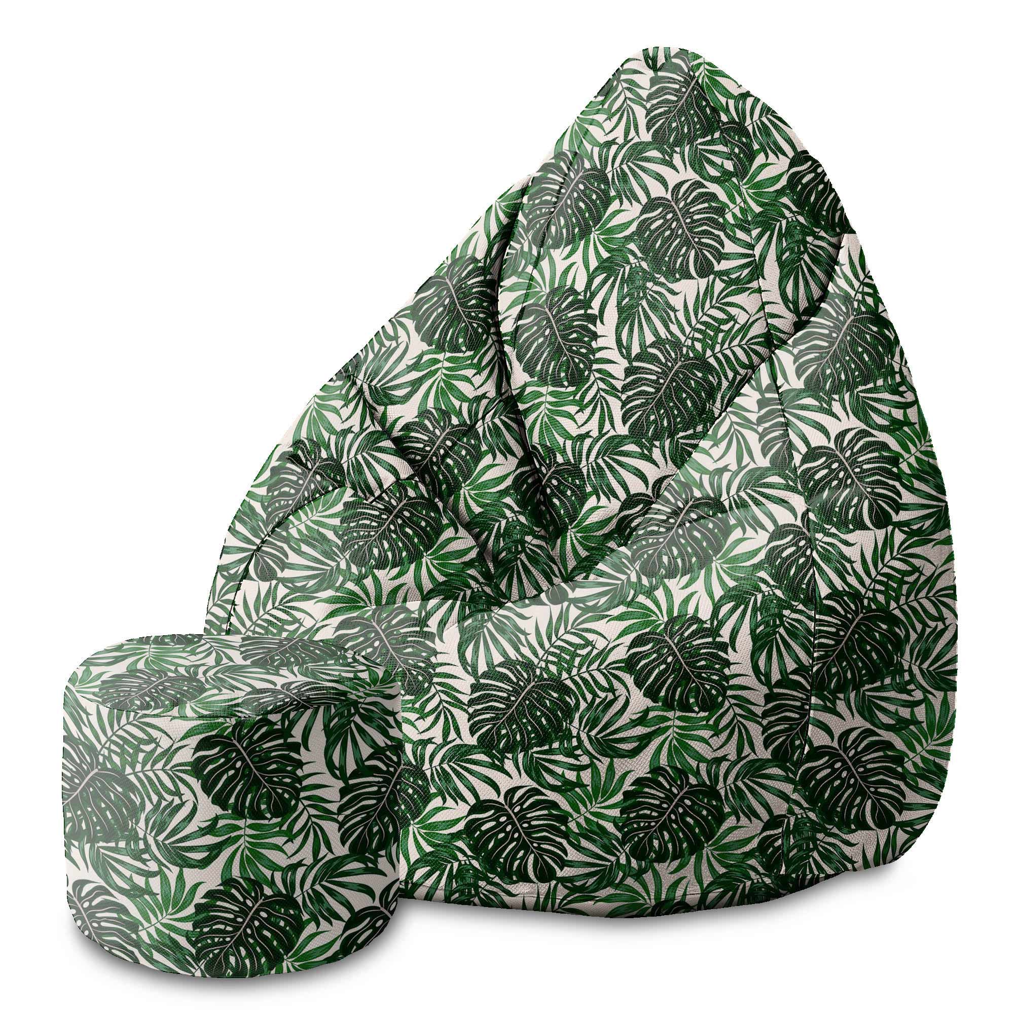 Puf okrągły podnóżek Tropical Leaves Pattern