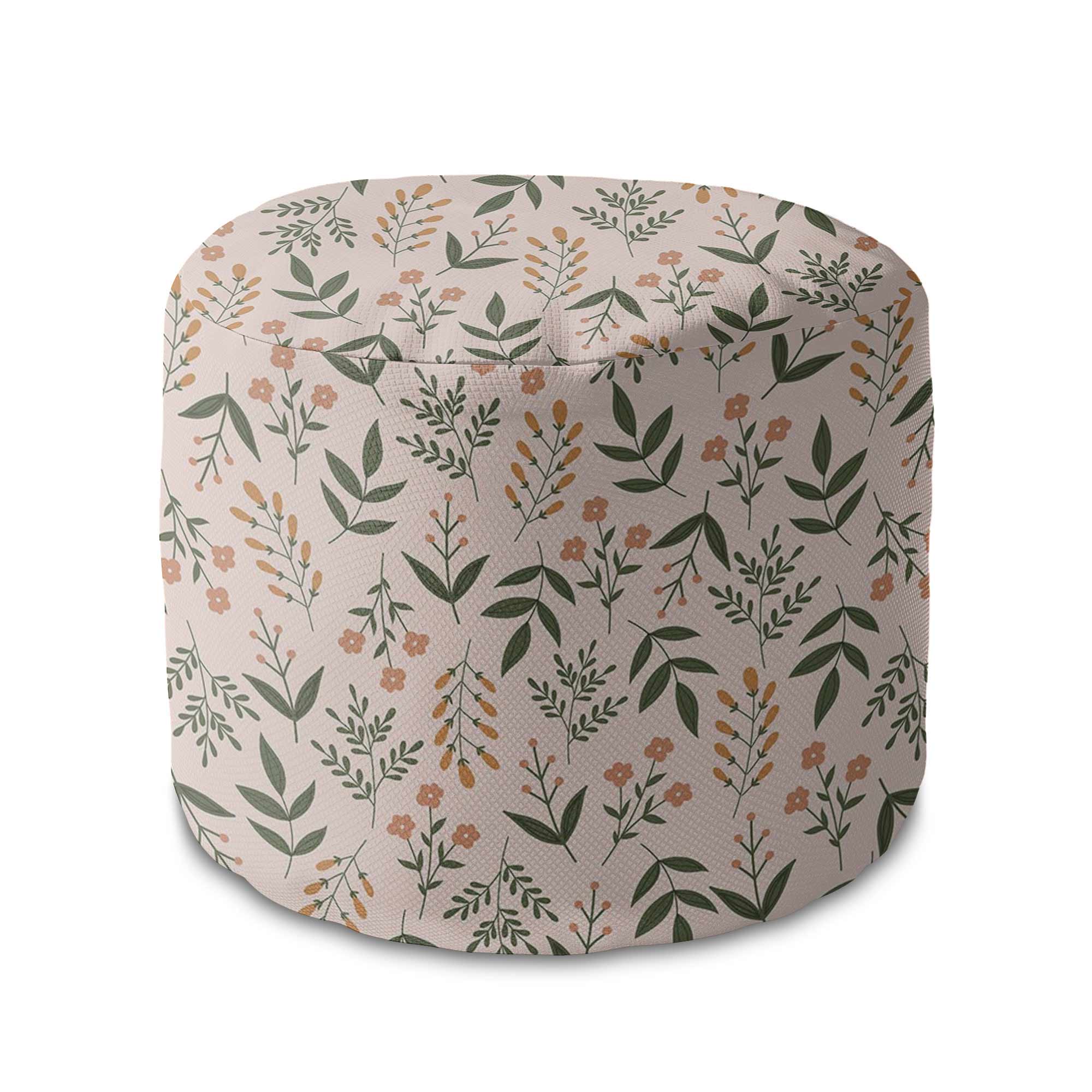 Puf okrągły podnóżek Botanical Beige Pattern