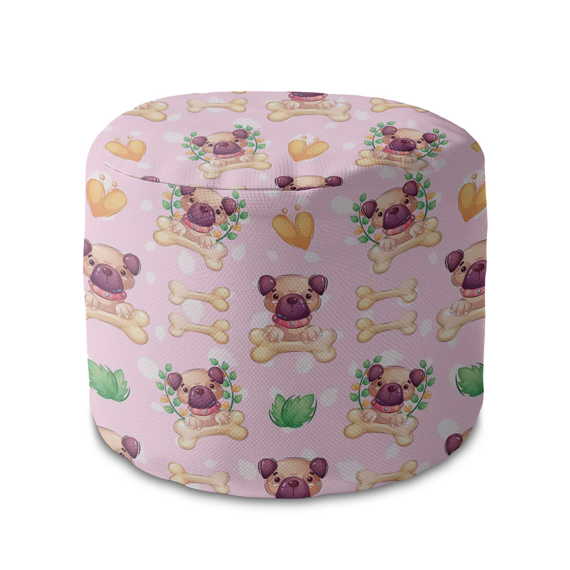 Runder Hocker Fußstütze Happy Small Dogs-Velvet