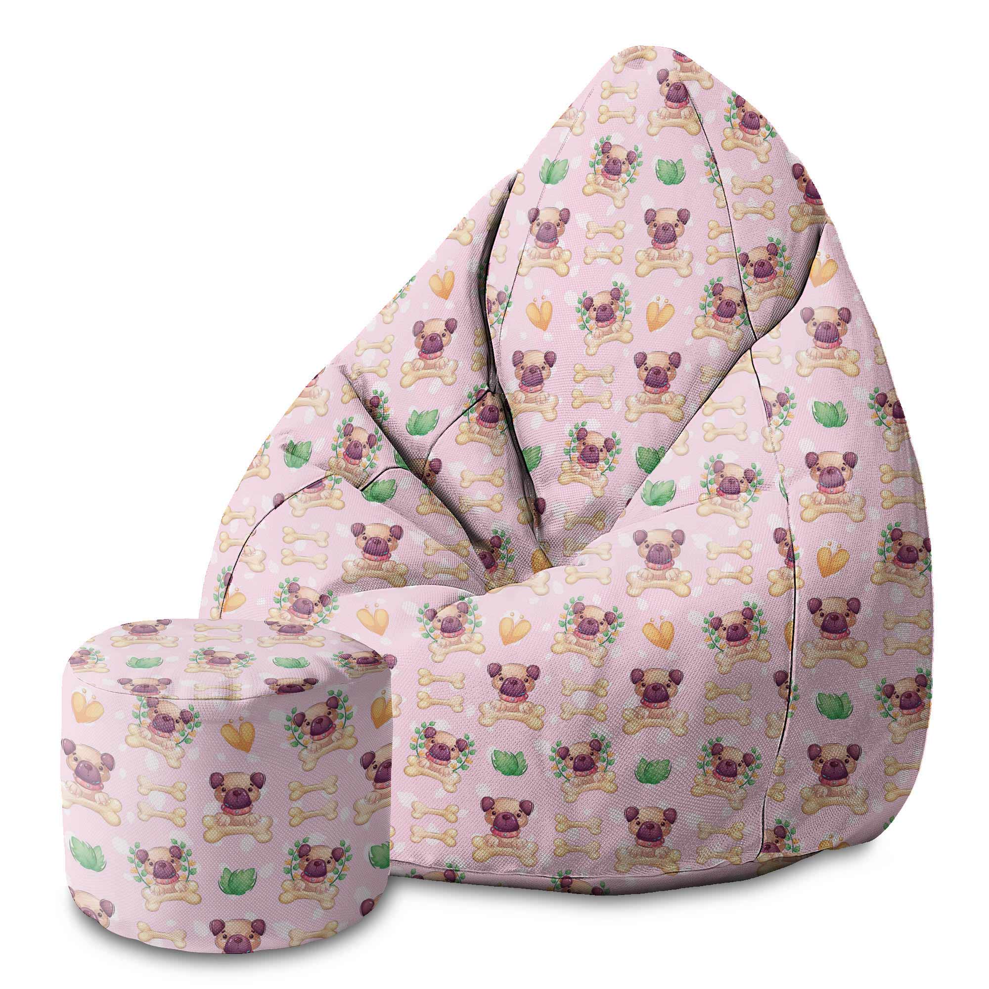 Runder Hocker Fußstütze Happy Small Dogs-Velvet