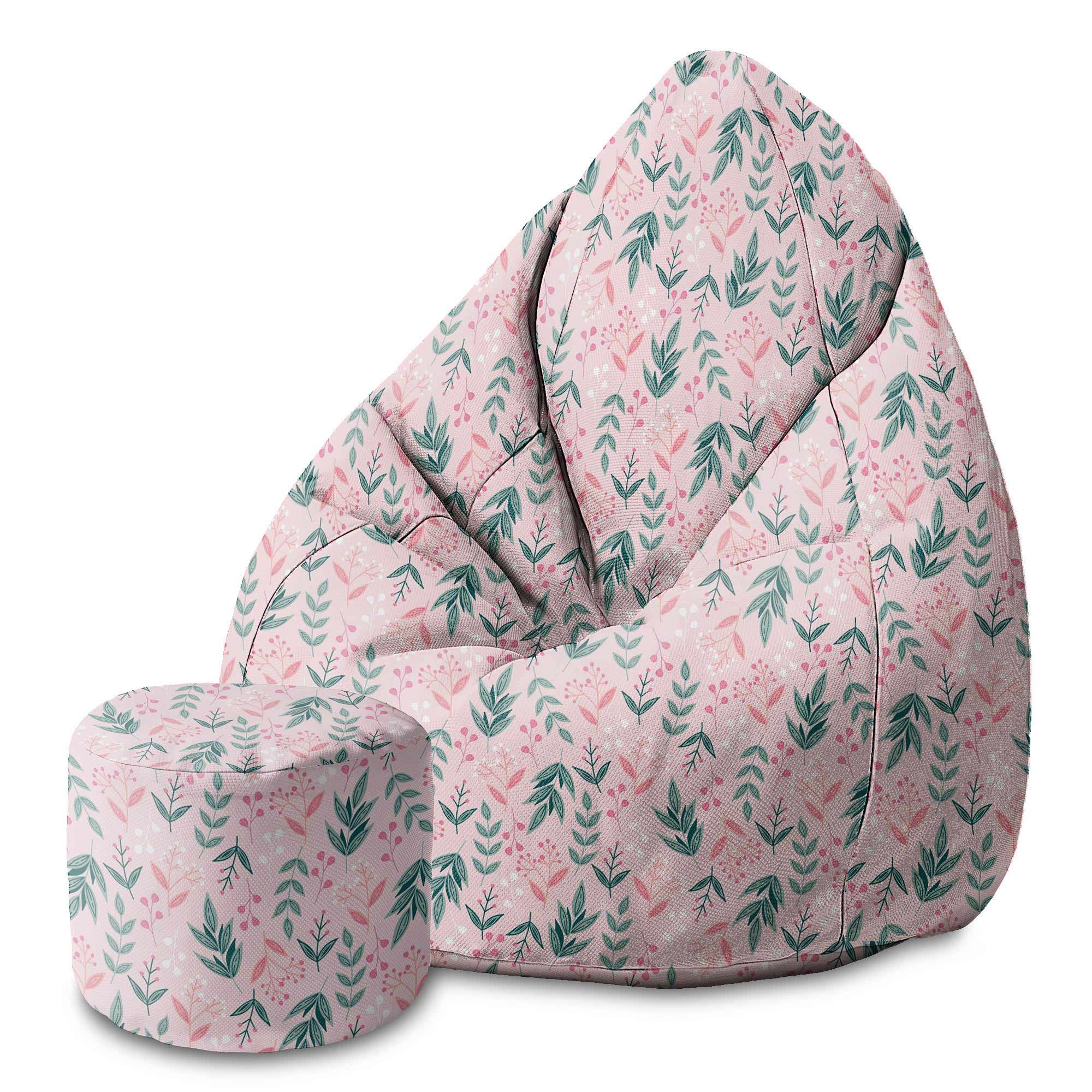 Puf okrągły podnóżek Sweet Leaves Pattern-Velvet