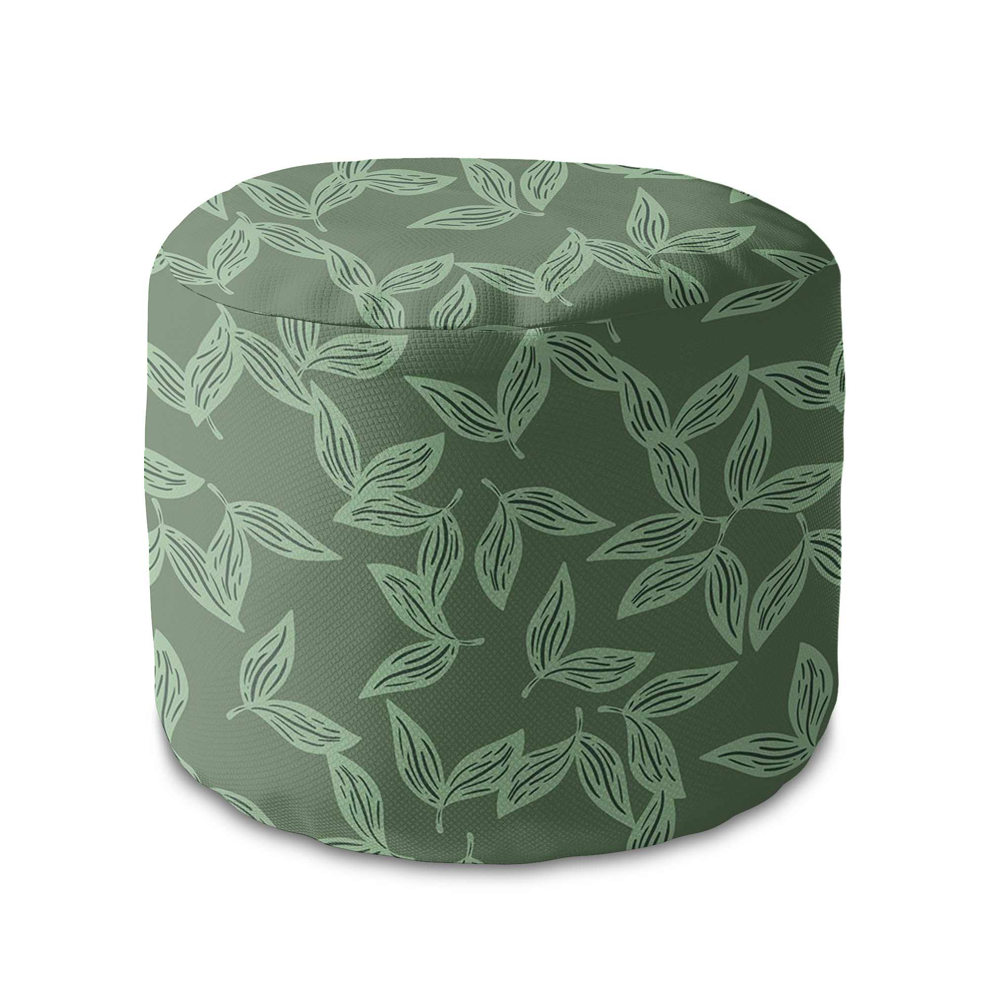 Puf okrągły podnóżek Herbal Leaves Pattern-Velvet