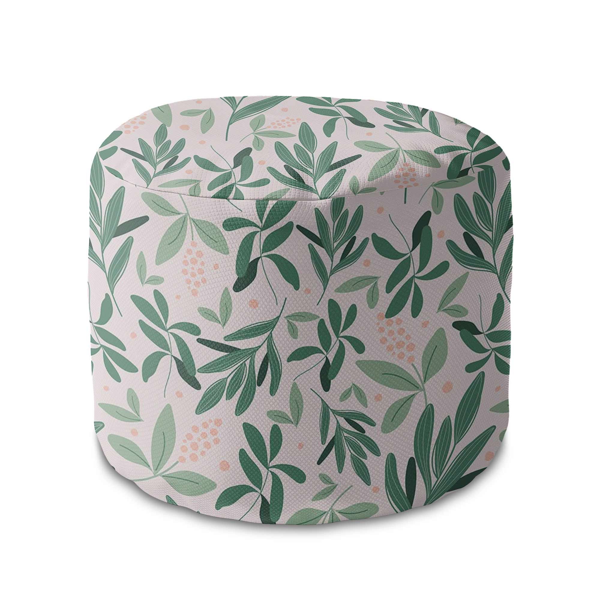 Puf okrągły podnóżek Olive Leaves on Pink-Oxford