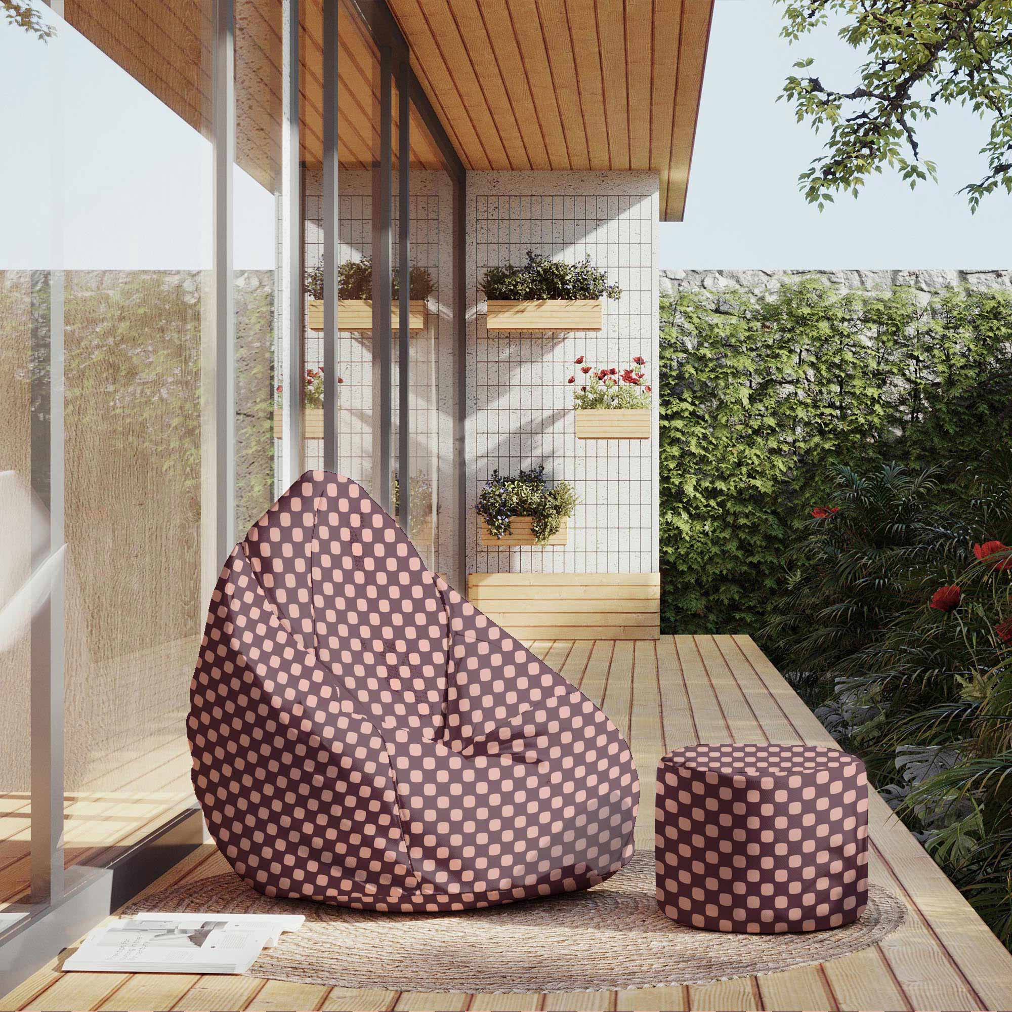 Runder Hocker Fußstütze Geometric Squares-Velvet