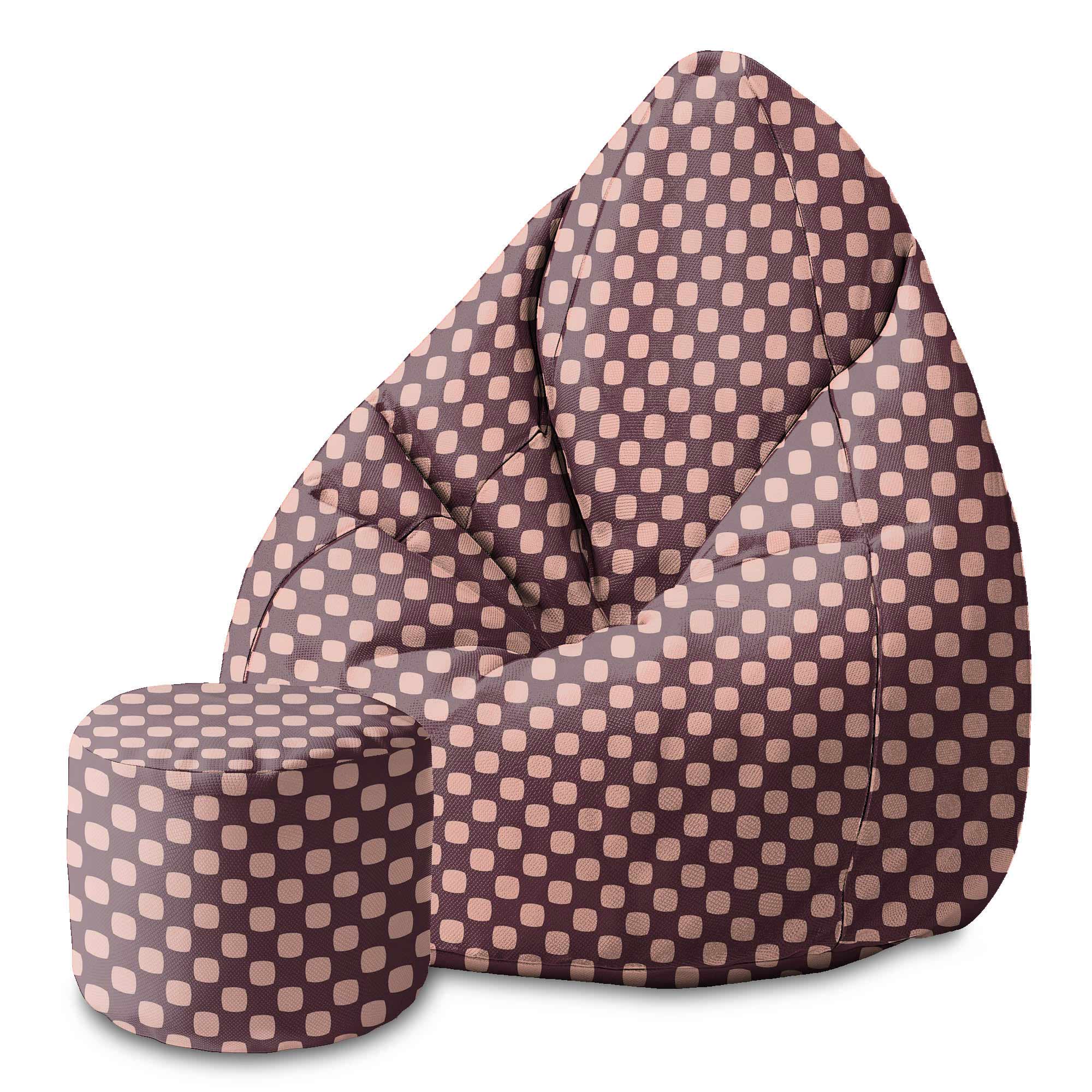 Runder Hocker Fußstütze Geometric Squares-Velvet