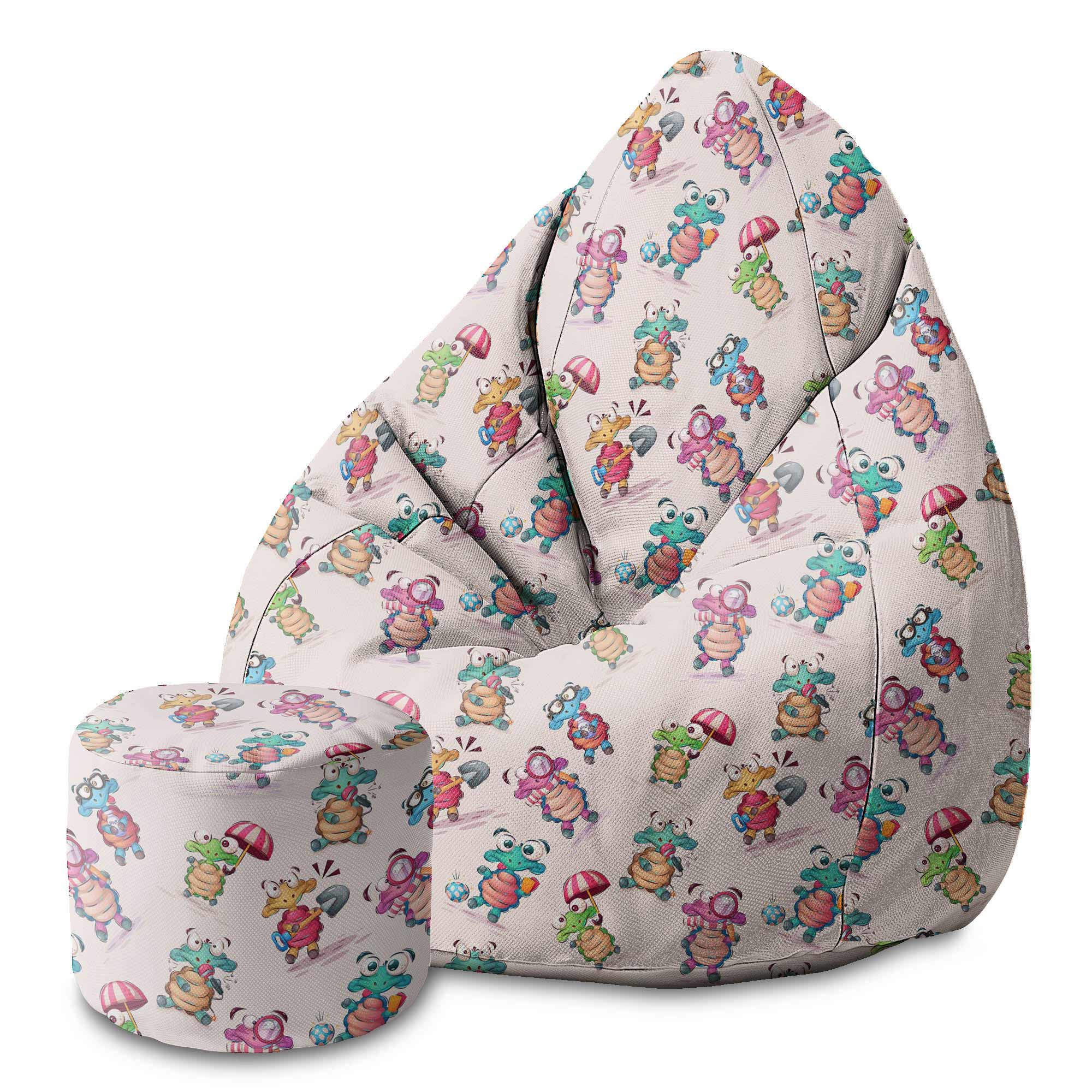 Okrúhly puf podnožka Funny Turtles-Velvet