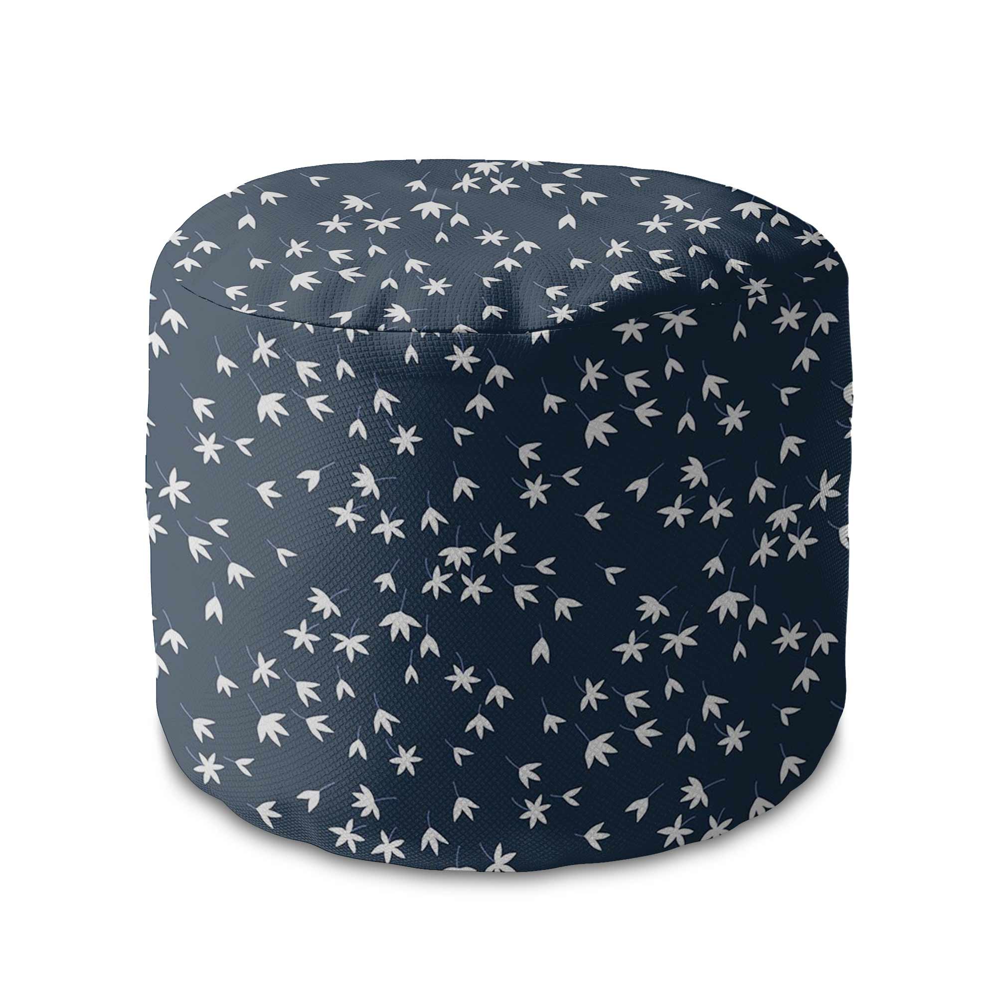 Puf okrągły podnóżek Navy Tiny Petal-Velvet